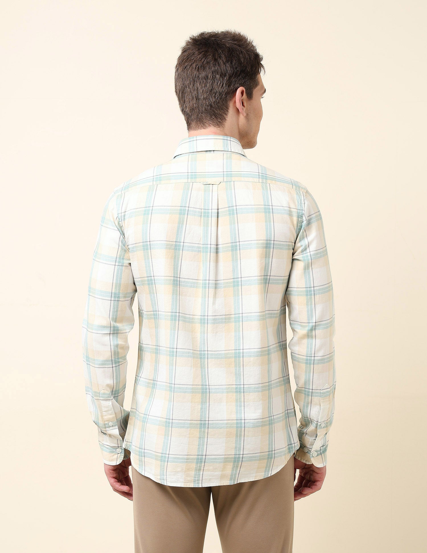 Tartan Checked Twill Shirt Beige - U.S. Polo Assn. India | Large