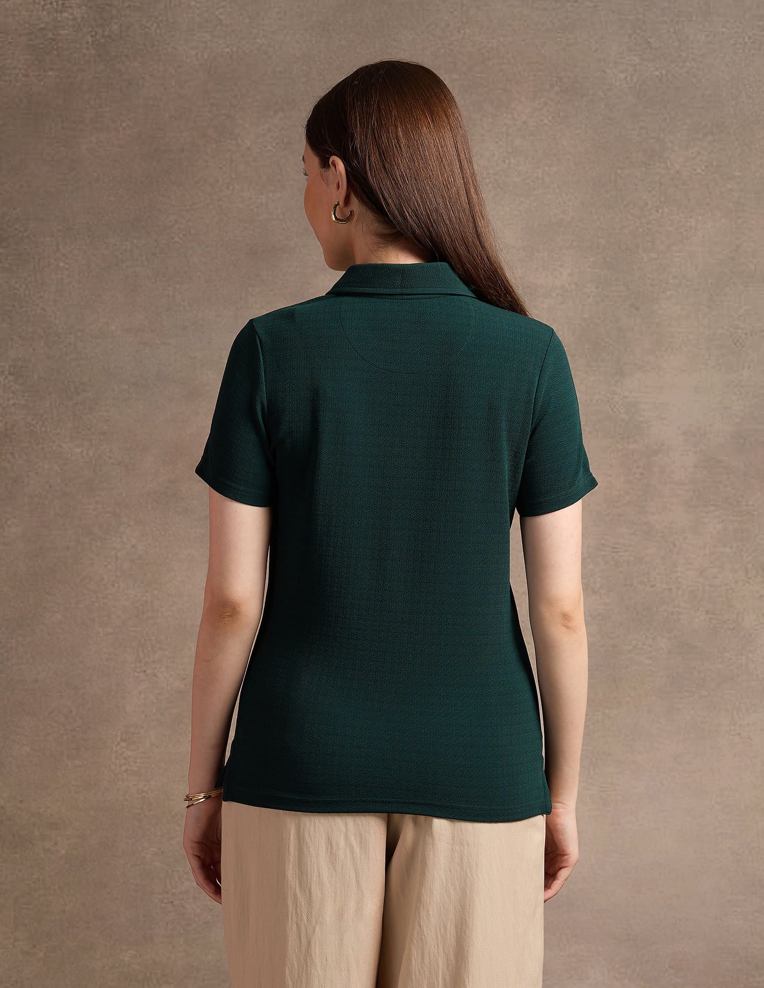 Contrast Logo Textured Polo Shirt Dark Green - U.S. POLO ASSN. | Large