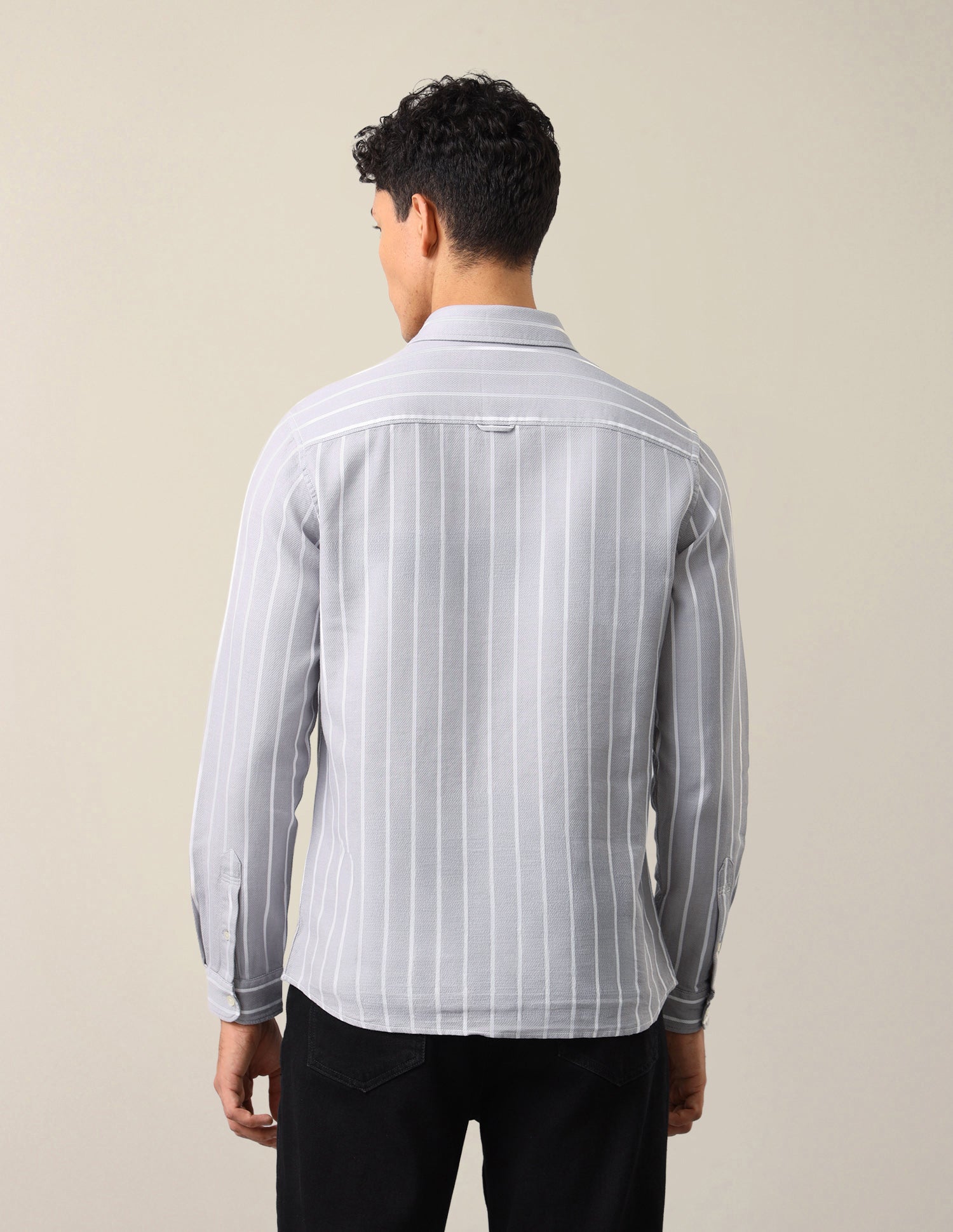 Vertical Striped Regular Fit Shirt Light Grey - U.S. Polo Assn. India | Large