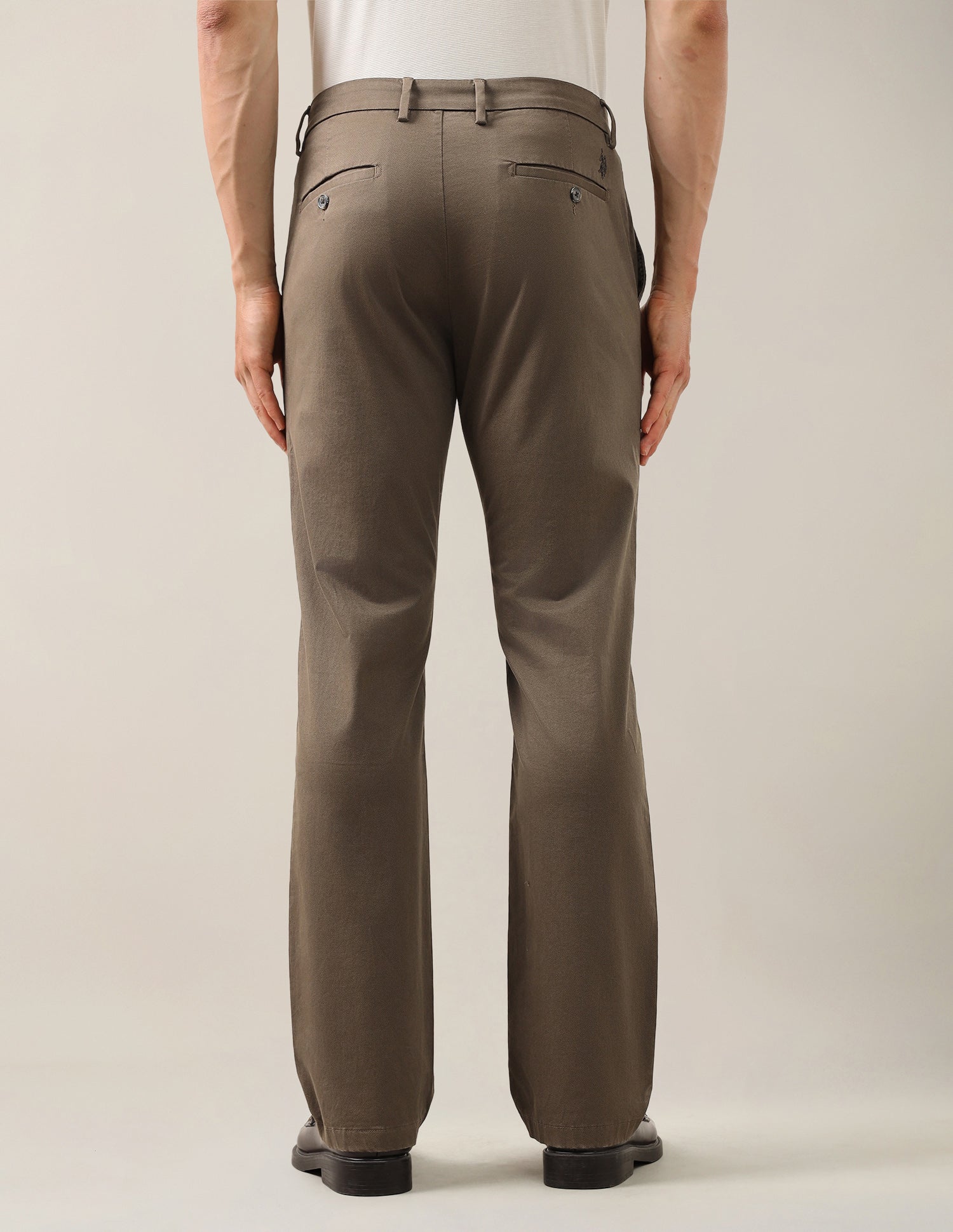 Satin Riley Straight Fit Trousers Brown - U.S. Polo Assn. India | Large
