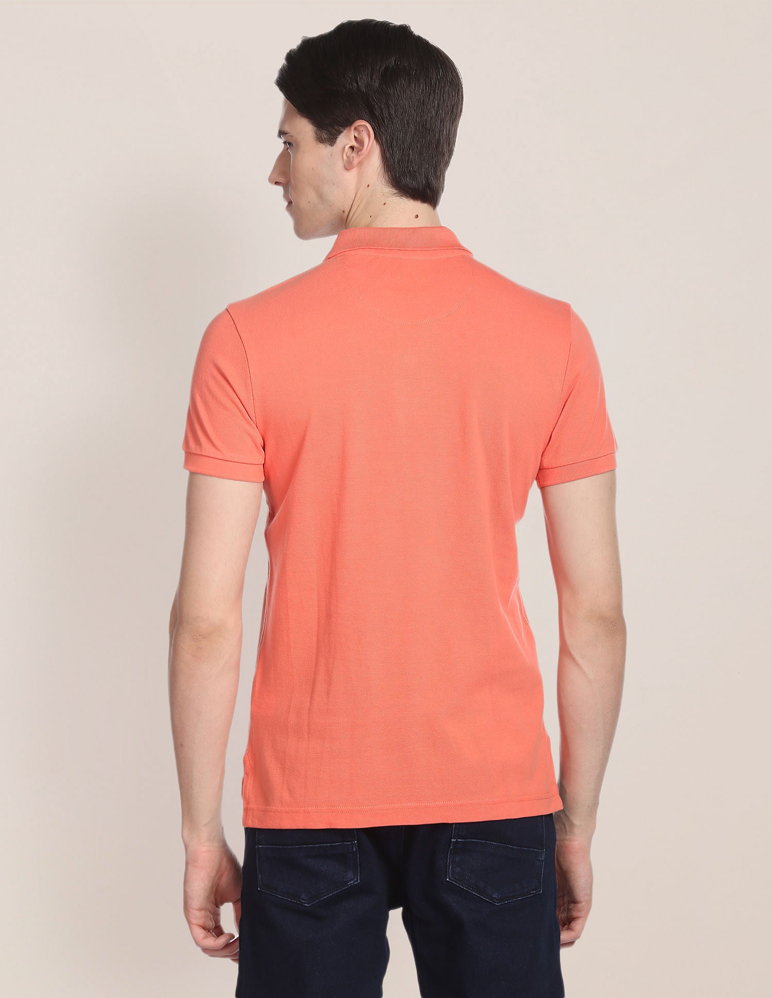 Cotton Solid Polo Shirt Peach - U.S. Polo Assn. India | Large