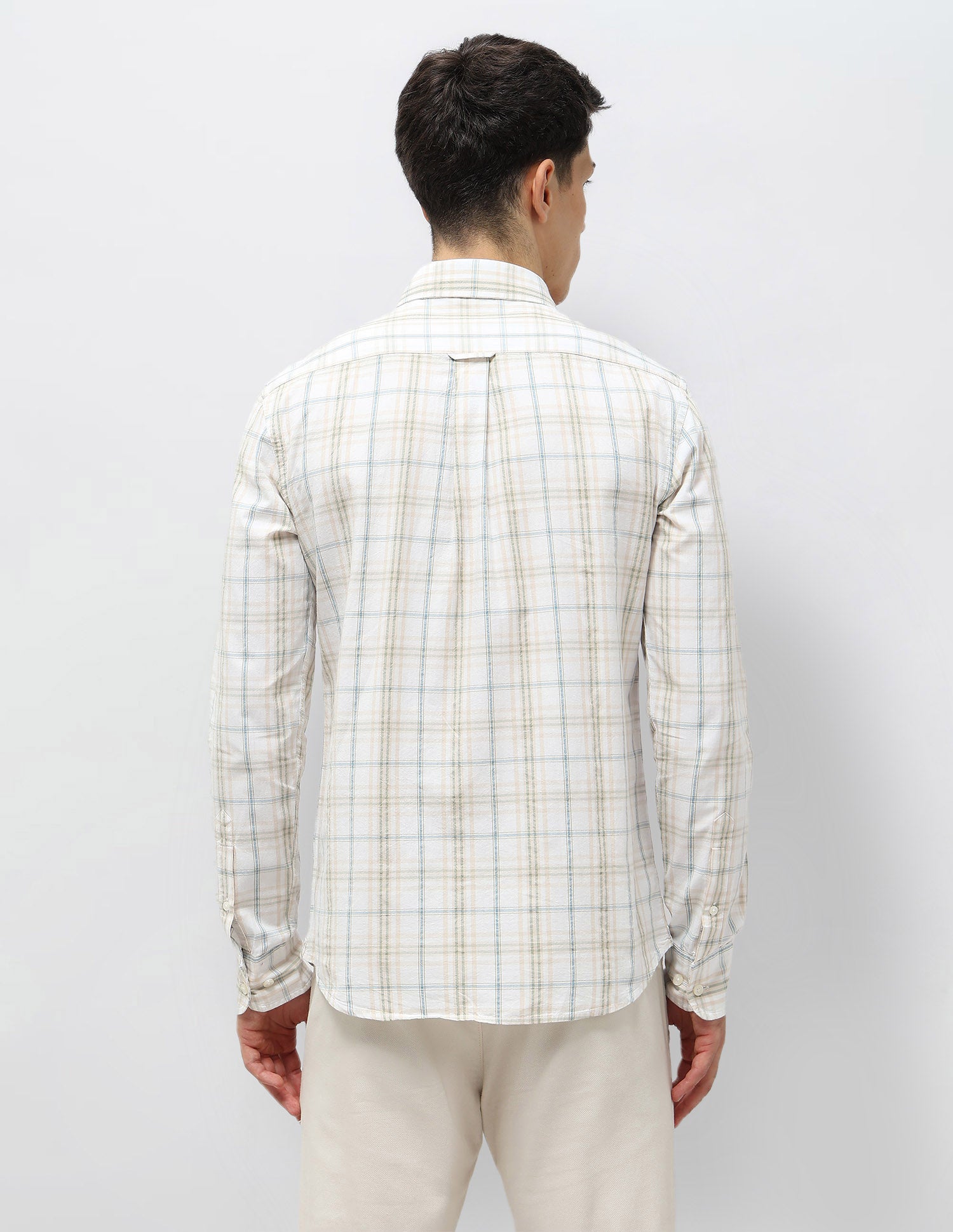 Grid Tattersall Checked Seersucker Shirt Off-White - U.S. POLO ASSN. | Large