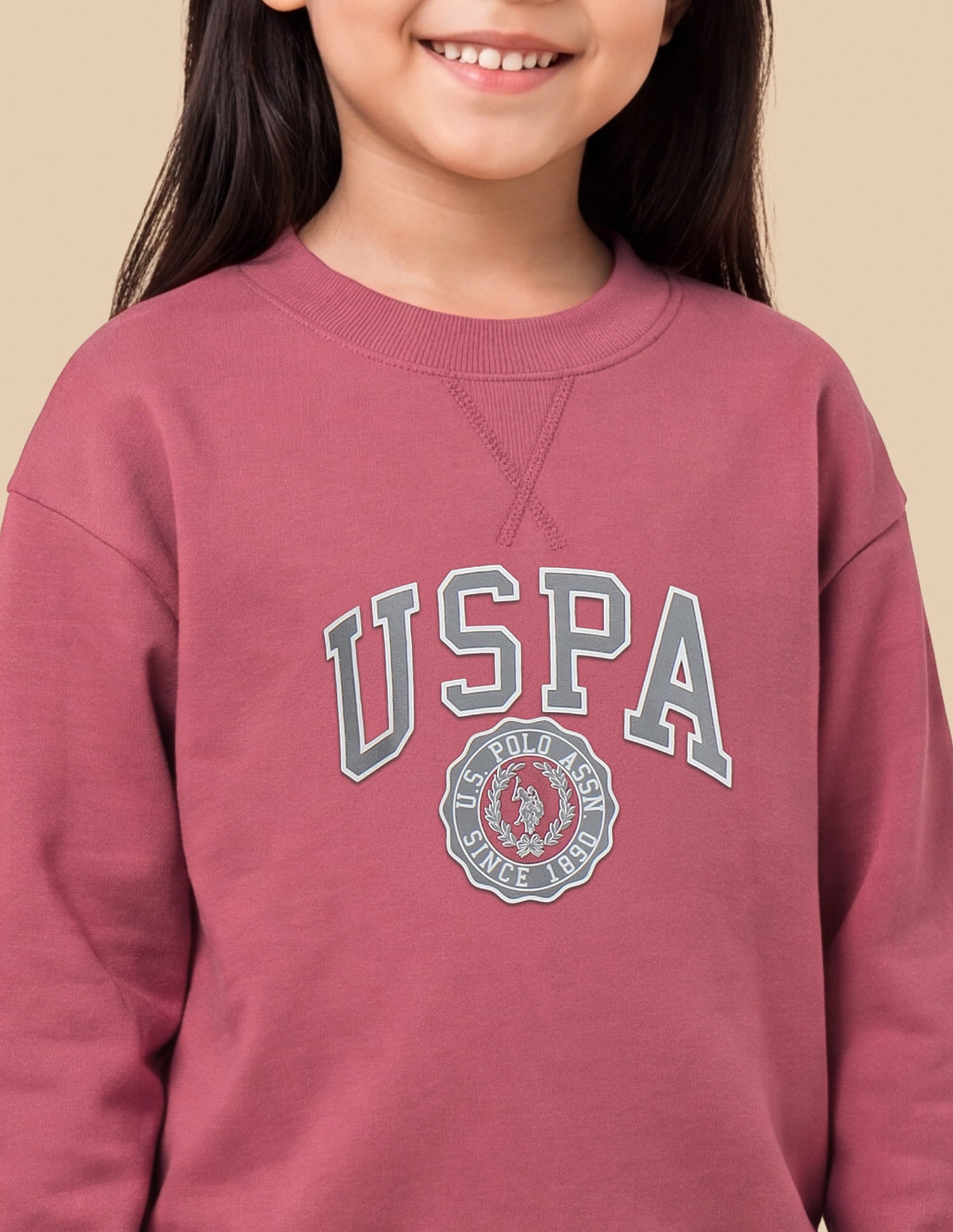 Brand Printed Relaxed Fit Sweatshirt Pink - U.S. Polo Assn. India | Large