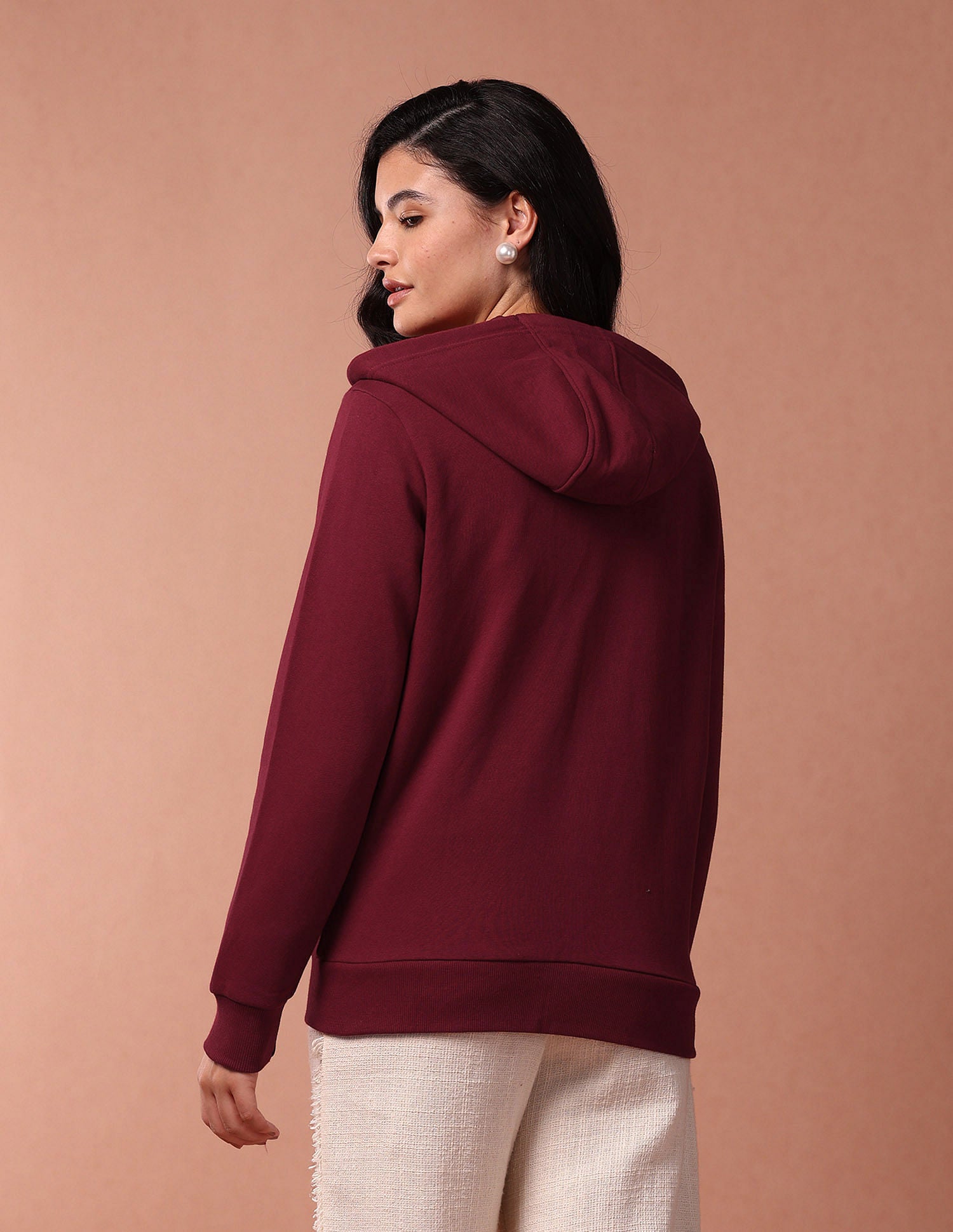 Mettalic Zipup Hooded Sweatshirt Maroon - U.S. Polo Assn. India | Large