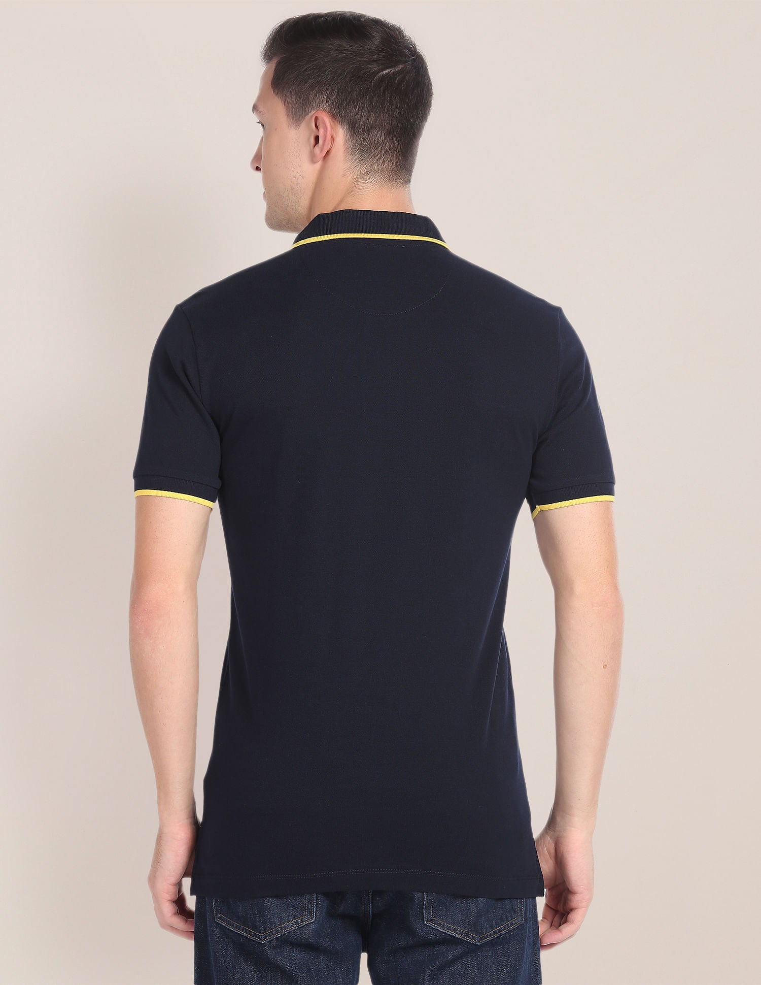 Tipped Collar Solid Polo Shirt Navy - U.S. Polo Assn. India | Large