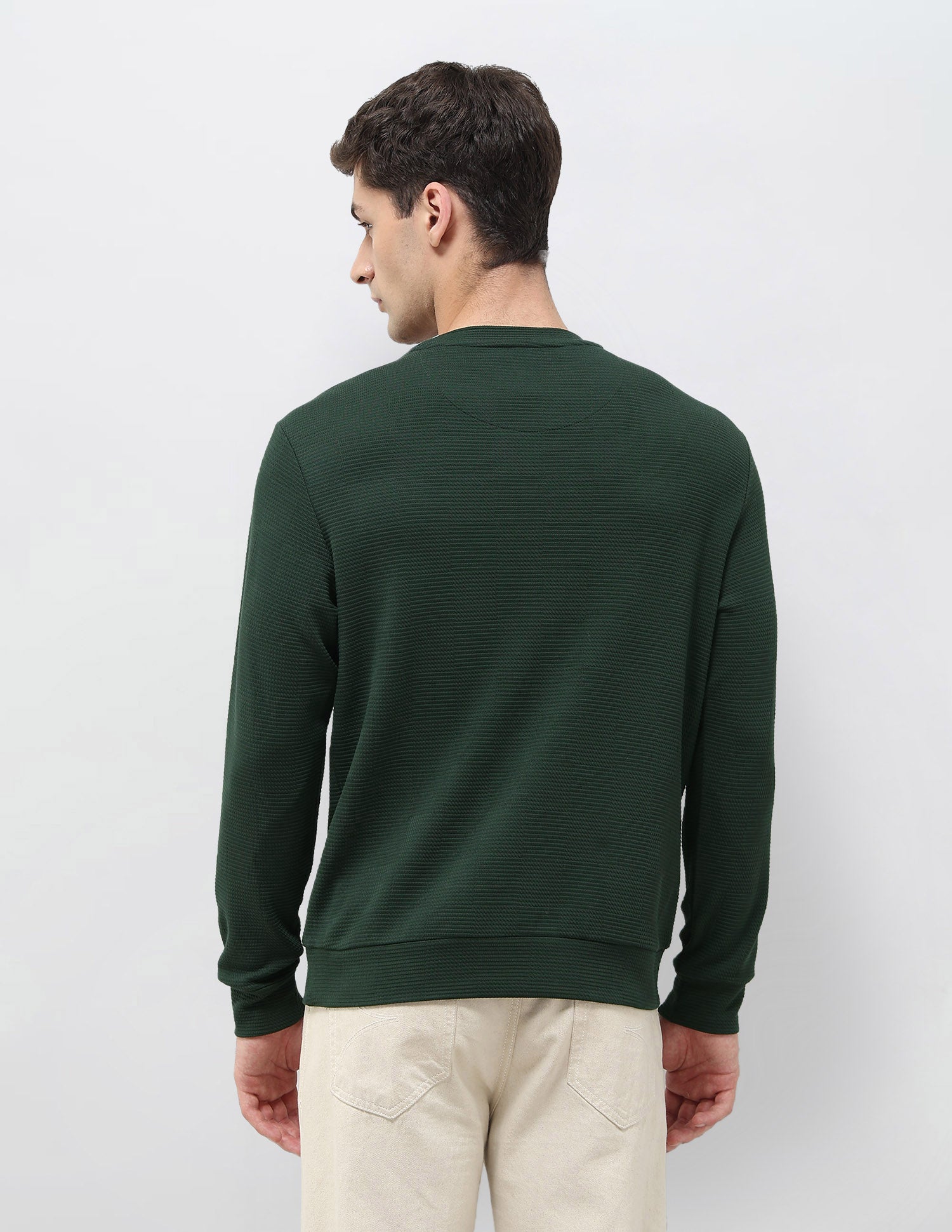 Textured Regular Fit Sweatshirt Dark Green - U.S. POLO ASSN. | Large