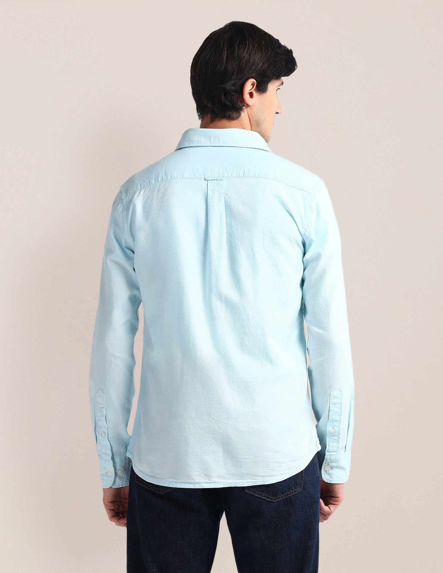 Tailored Fit Solid Shirt Light Blue - U.S. Polo Assn. India | Large