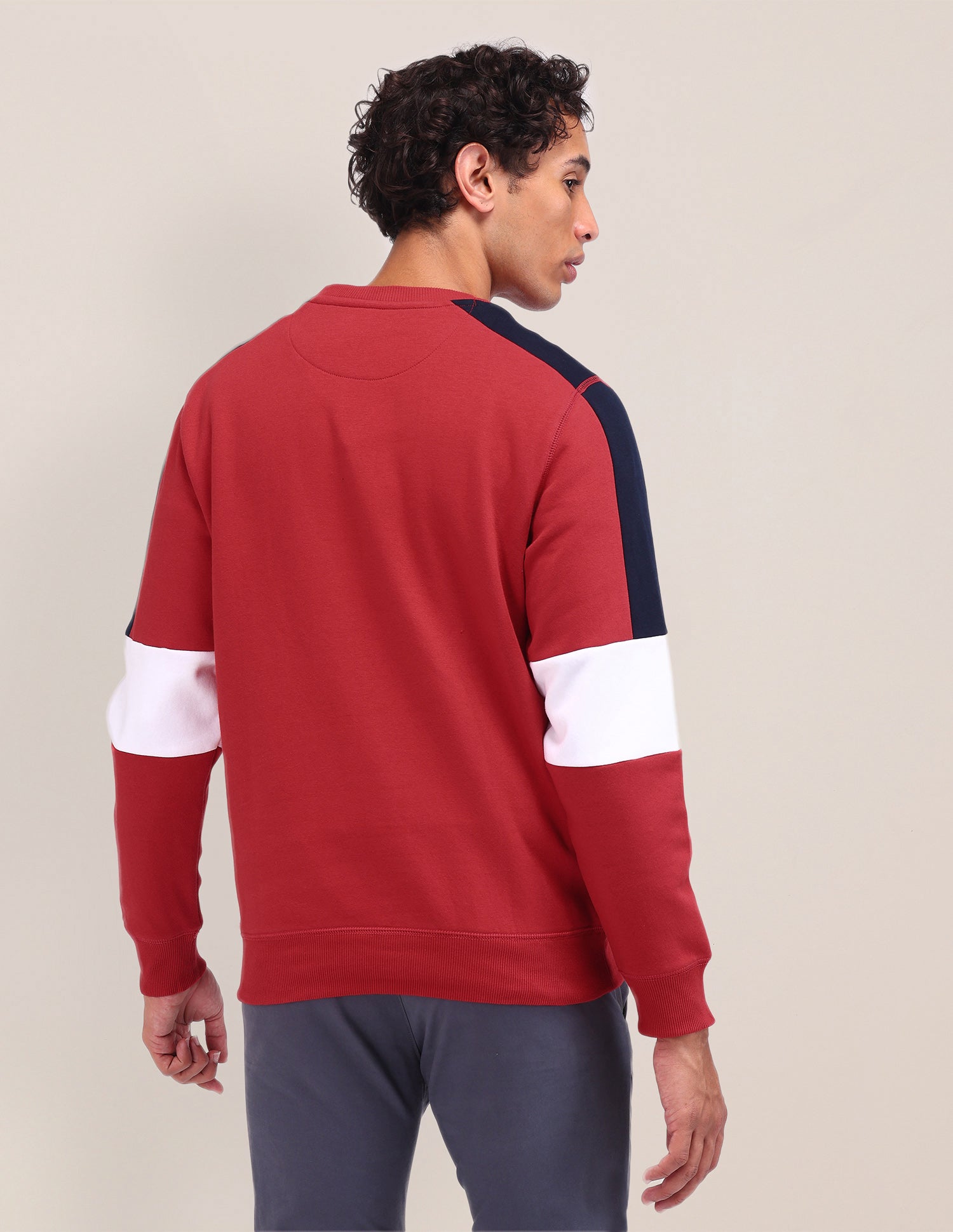 Colour Blocked Regular Fit Sweatshirt Red - U.S. POLO ASSN. | Large