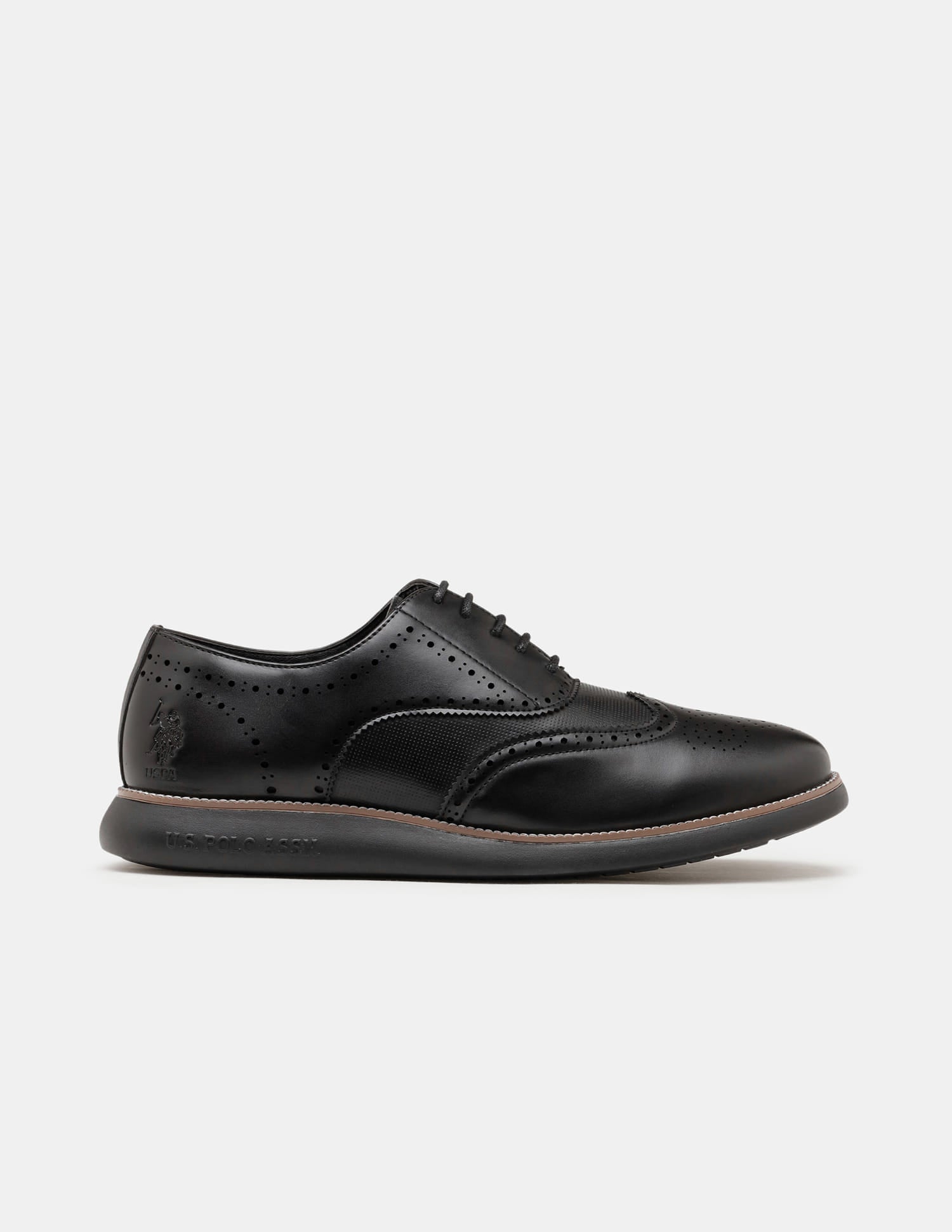 Round Toe Wingtip Marco 2.0 Brogues Black - U.S. Polo Assn. India | Large