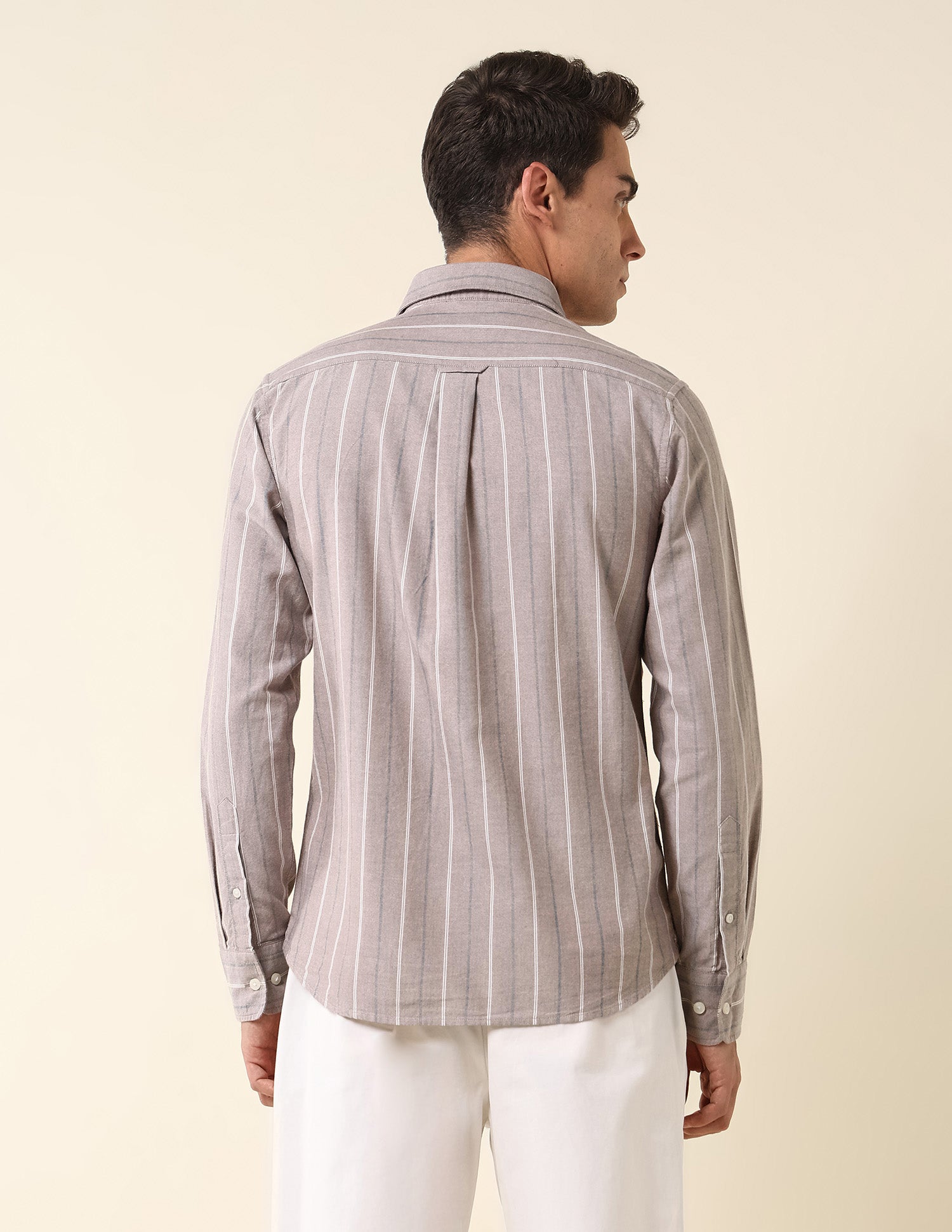 Tailored Fit Vertical Striped Shirt Light Brown - U.S. Polo Assn. India | Large