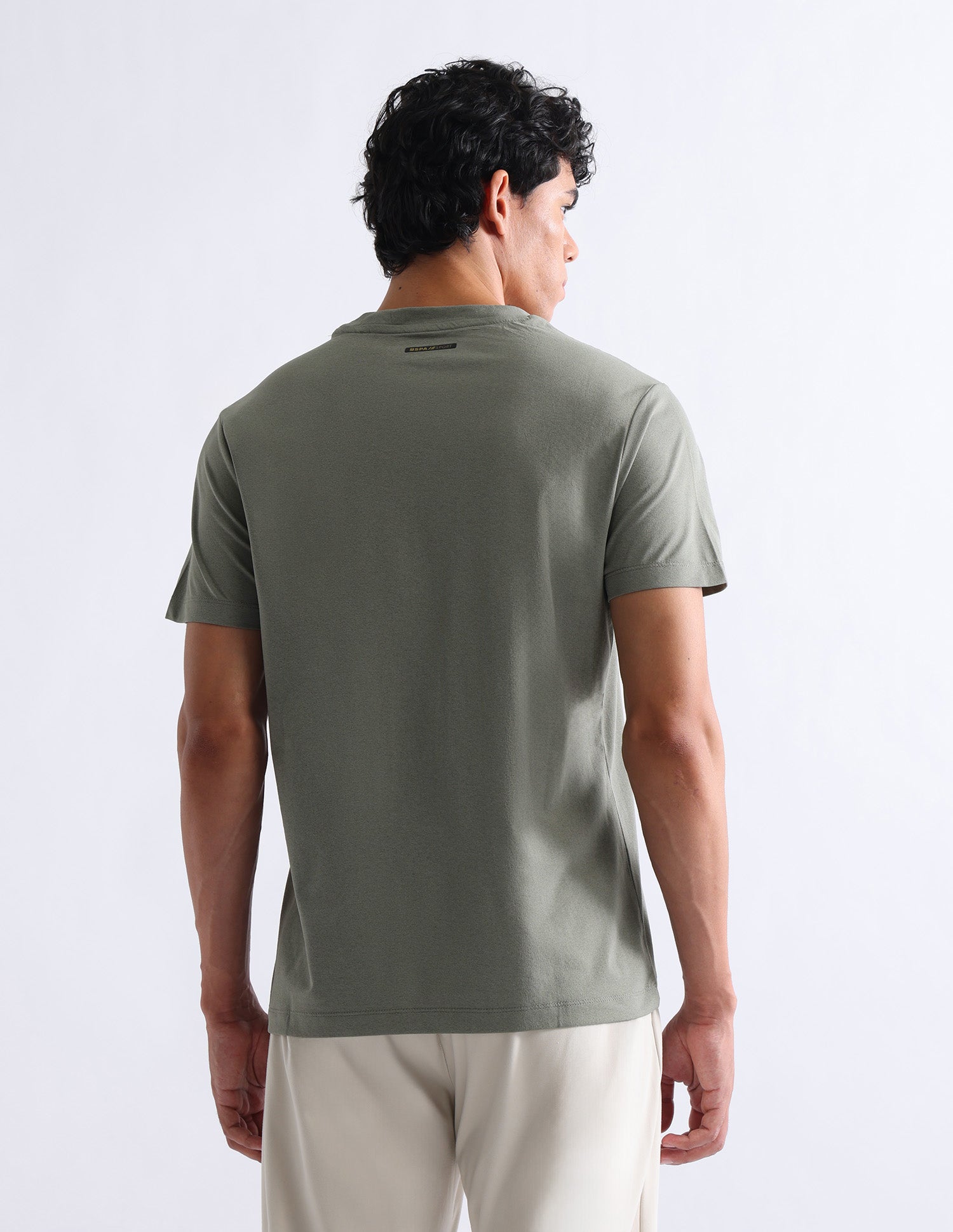 Solid Slim Fit T-Shirt Light Olive - U.S. Polo Assn. India | Large