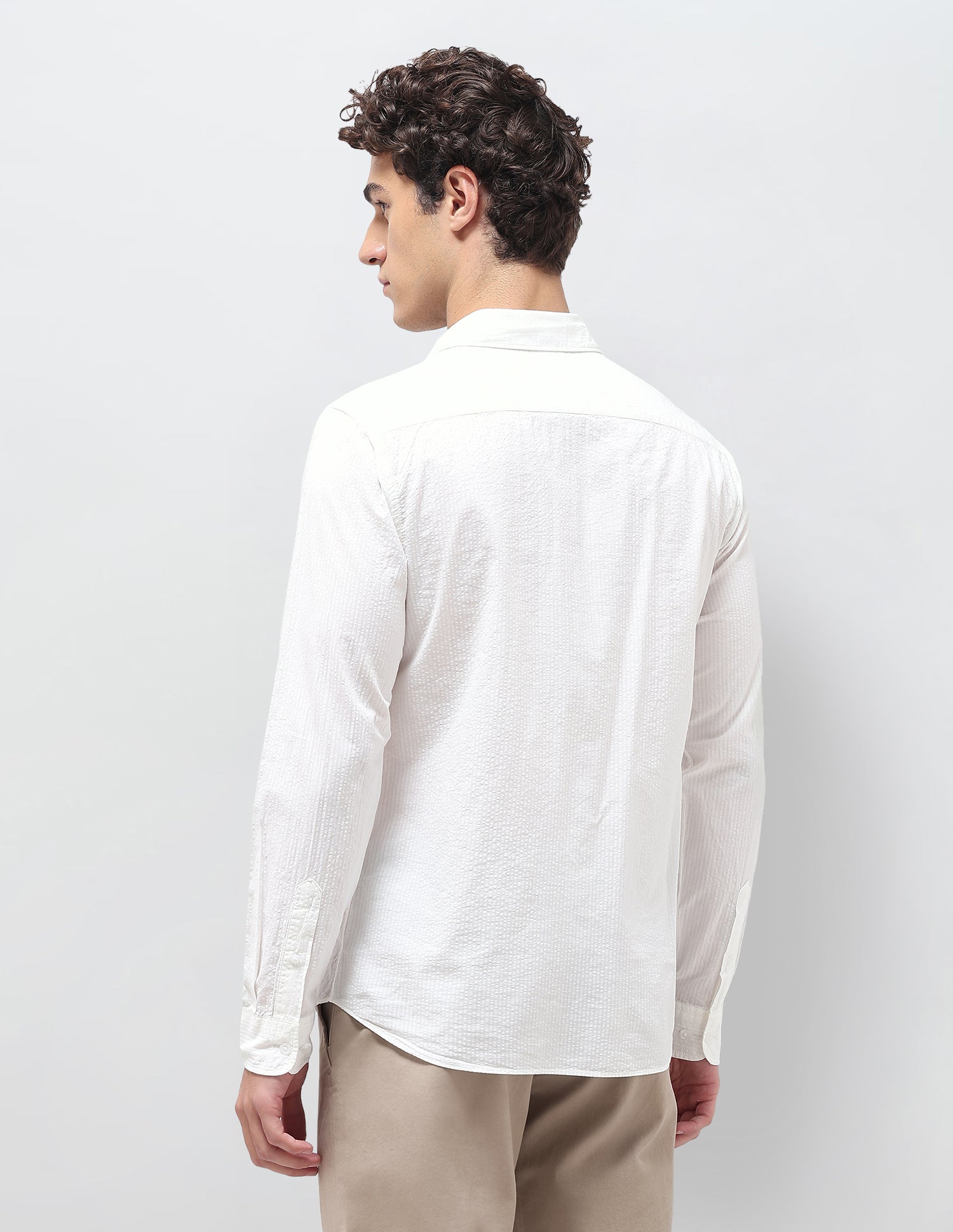 Pinstriped Seersucker Shirt Off White - U.S. Polo Assn. India | Large