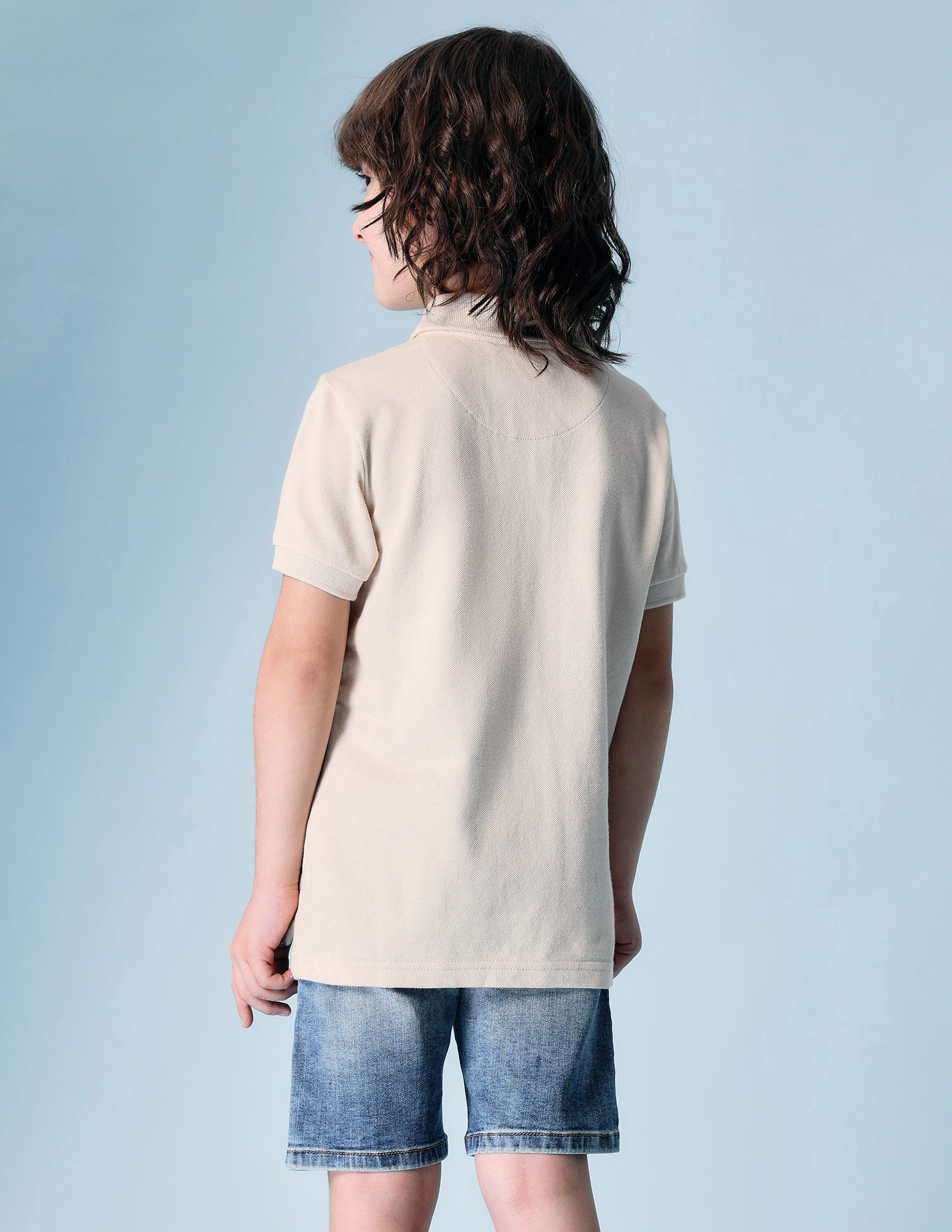 Boys Brand Printed Pure Cotton Polo Shirt Beige - U.S. POLO ASSN. | Large
