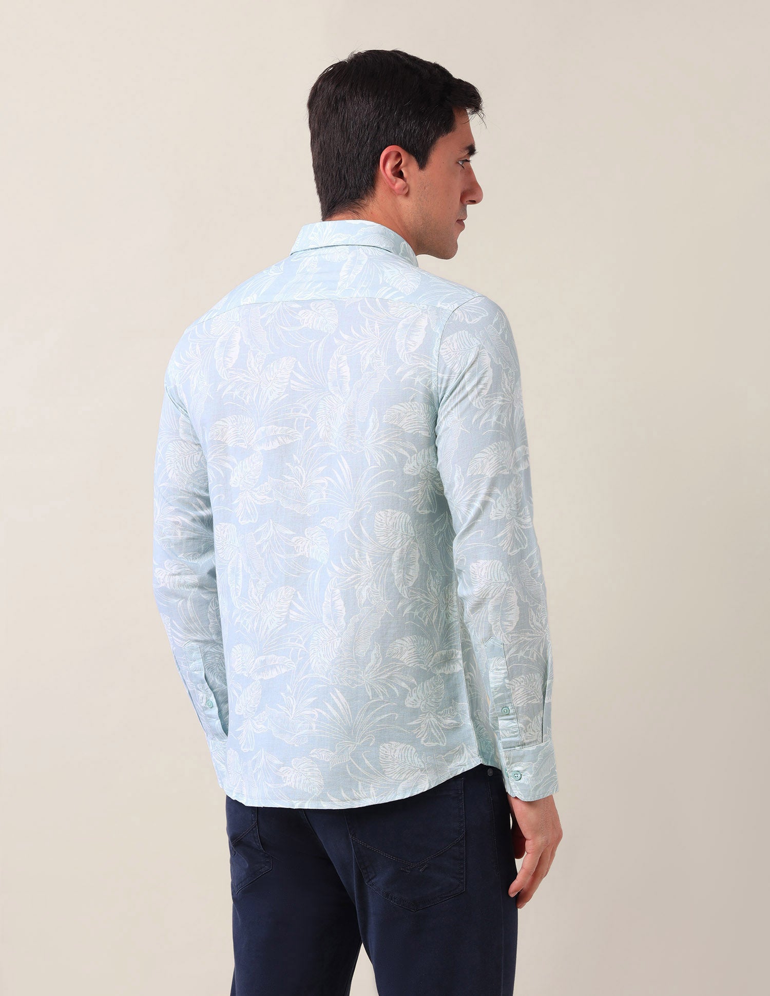 All Over Printed Tailored Fit Shirt Aqua - U.S. Polo Assn. India | Large