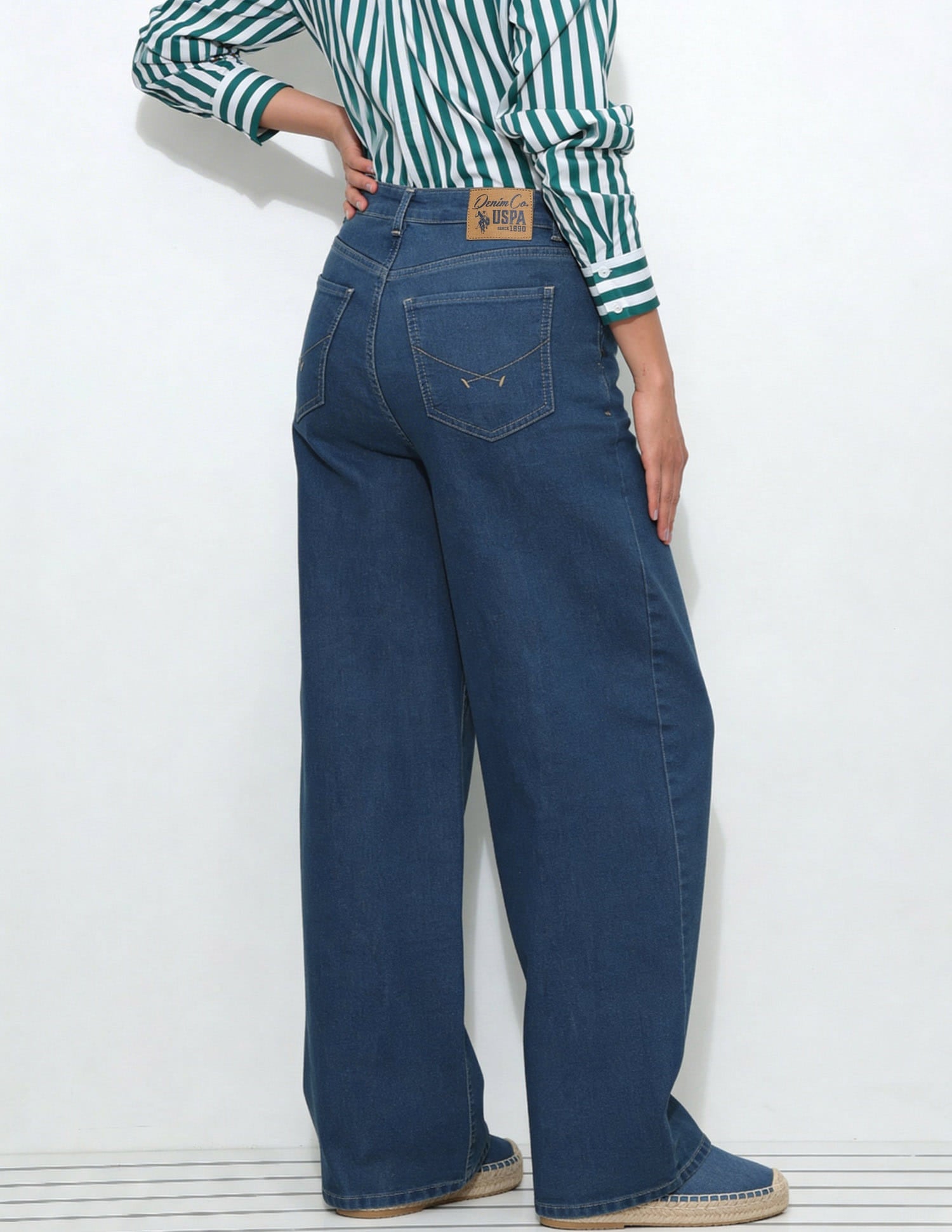 High Rise Baggy Fit Jeans Blue - U.S. Polo Assn. India | Large