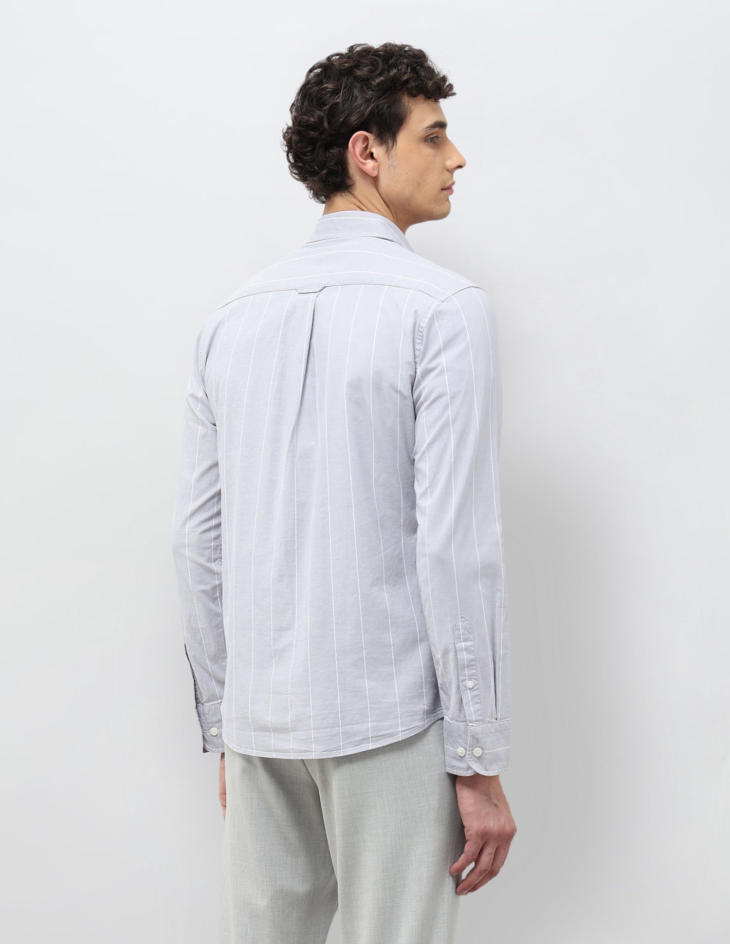 Vertical Striped Tailored Fit Shirt Light Grey - U.S. POLO ASSN. | Large