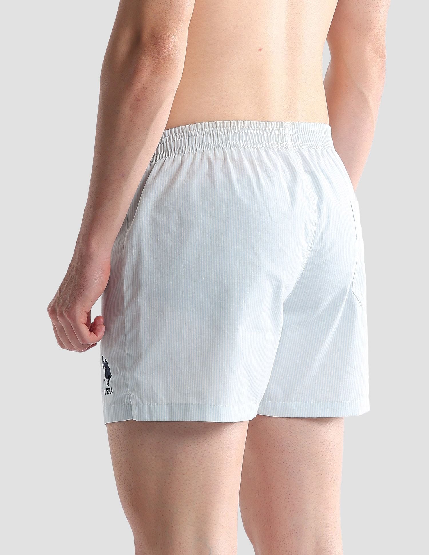 Pure Cotton EX004  Boxer Shorts - Pack of 1 Blue and White - U.S. POLO ASSN. | Large