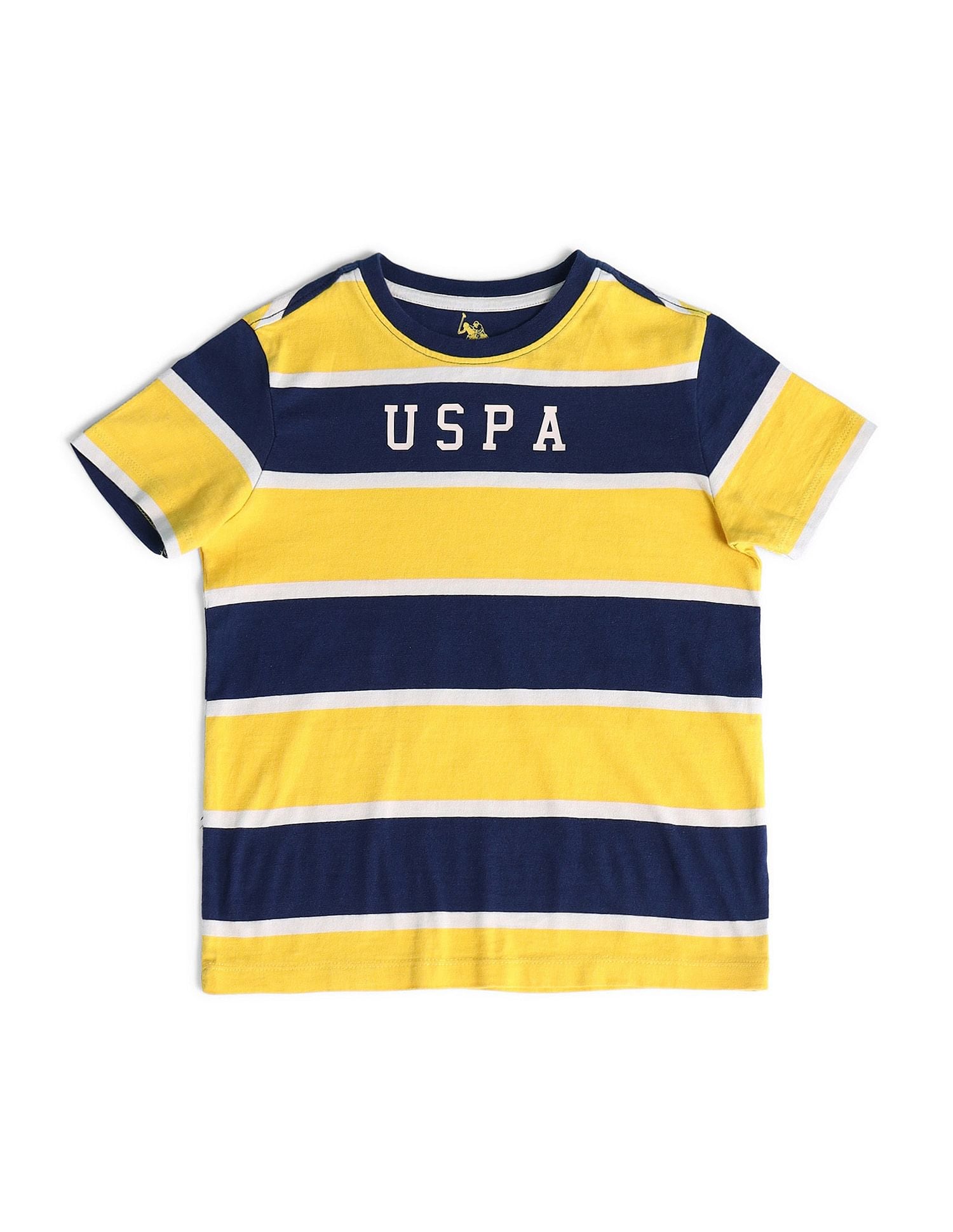 Boys Horizontal Stripes T-Shirt Yellow - U.S. POLO ASSN. | Large