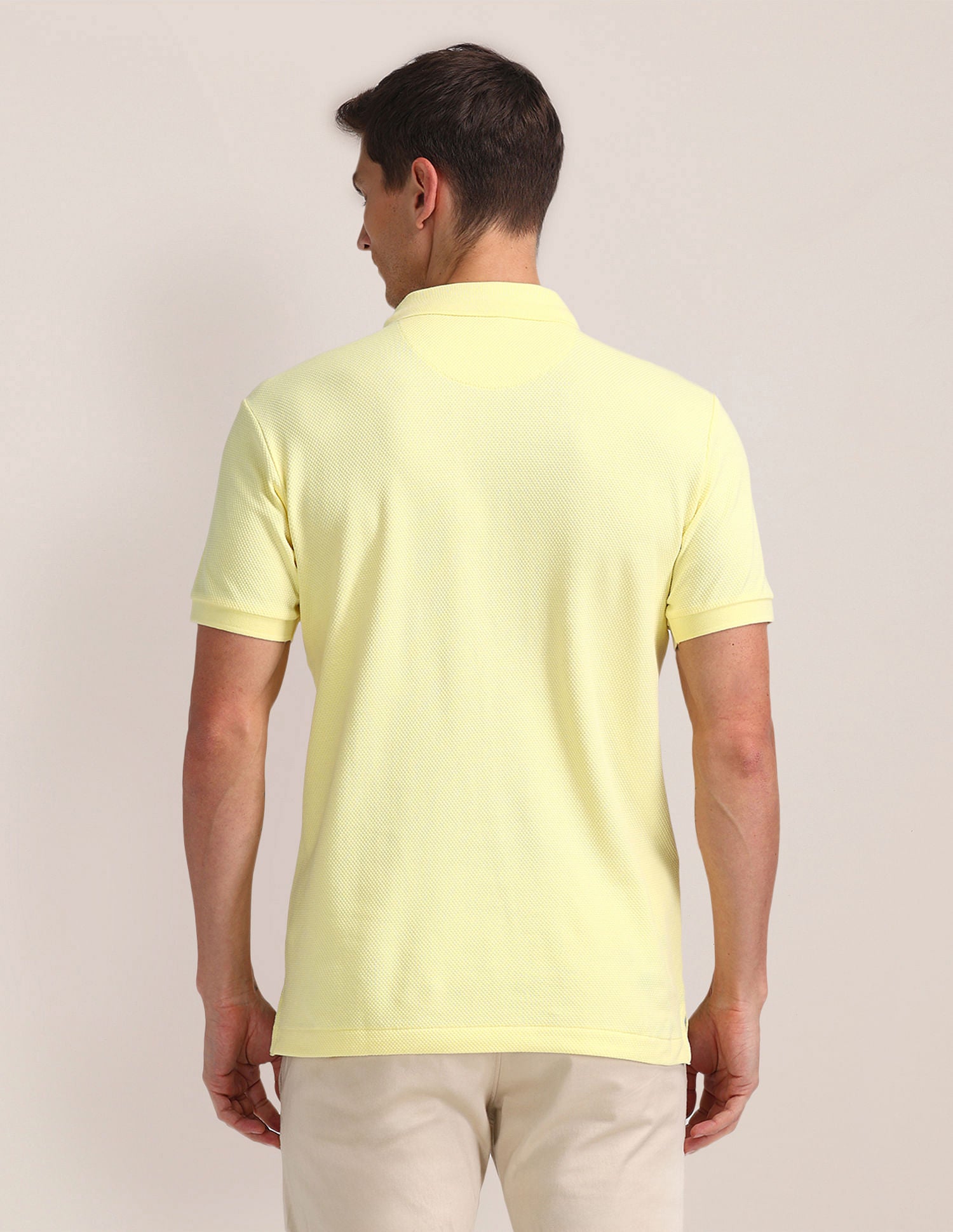 Popcorn Knit Slim Polo Shirt Light Yellow - U.S. Polo Assn. India | Large