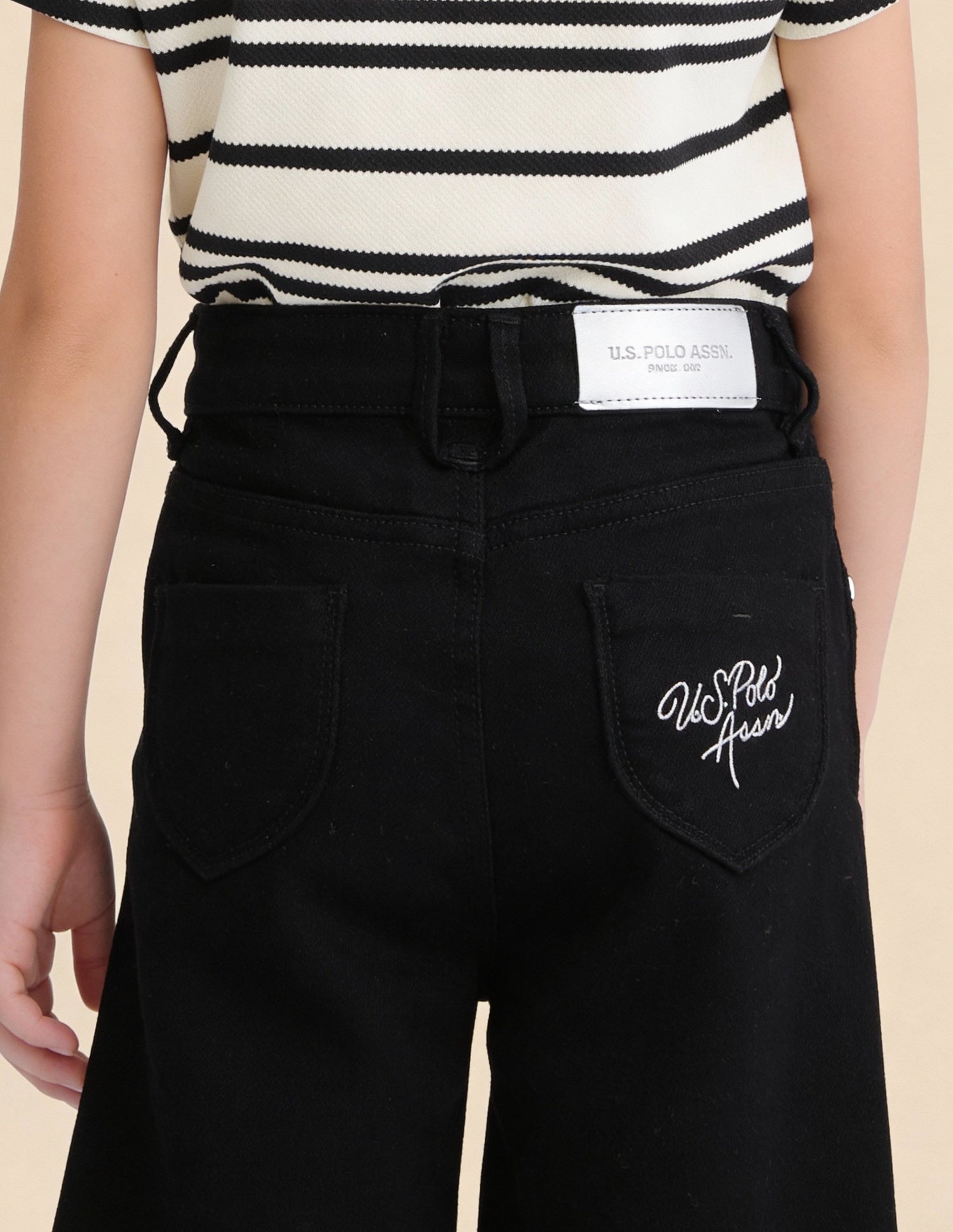 Girls Wide Leg Fit Jeans Black - U.S. Polo Assn. India | Large