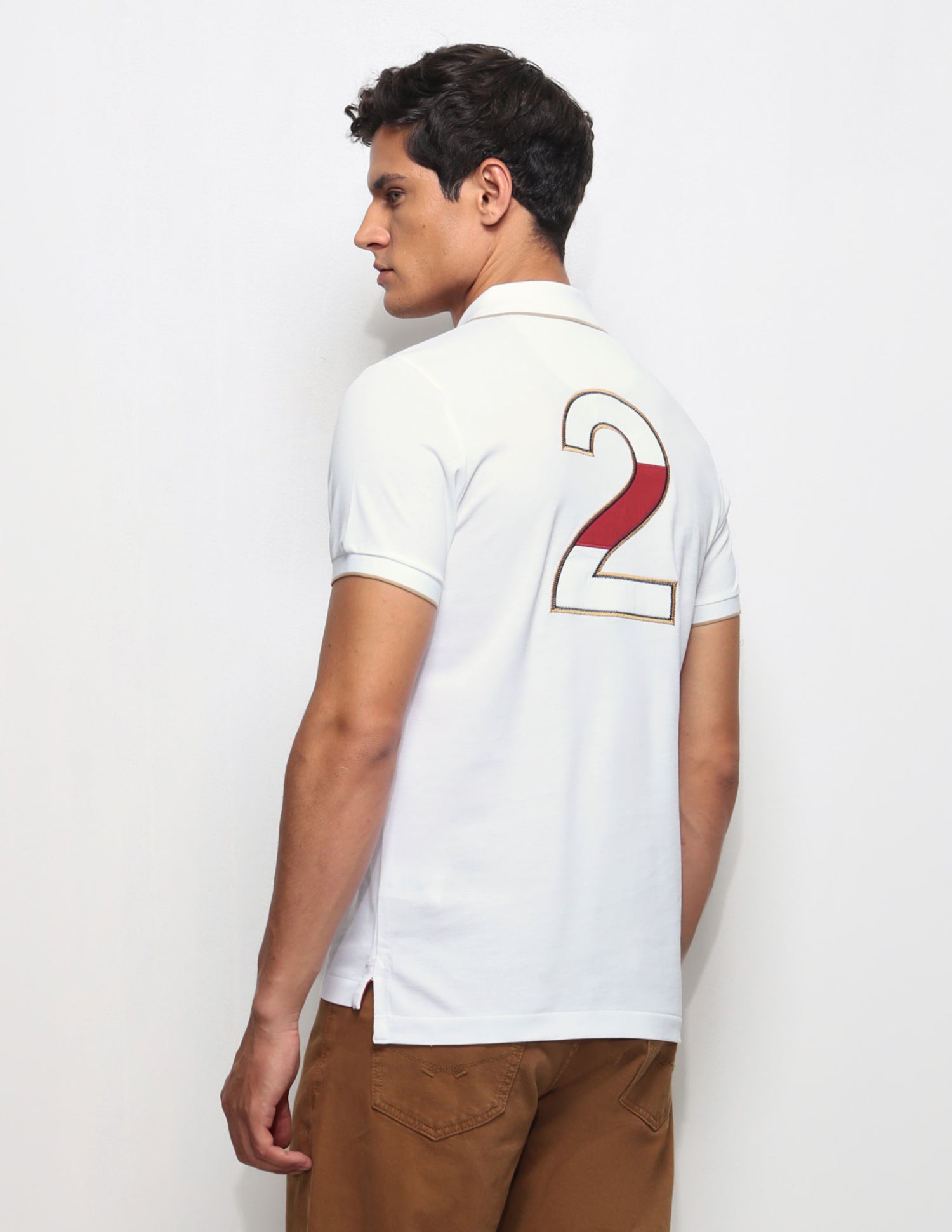 Numeric Brand Embroidered Slim Fit Polo Shirt White - U.S. Polo Assn. India | Large