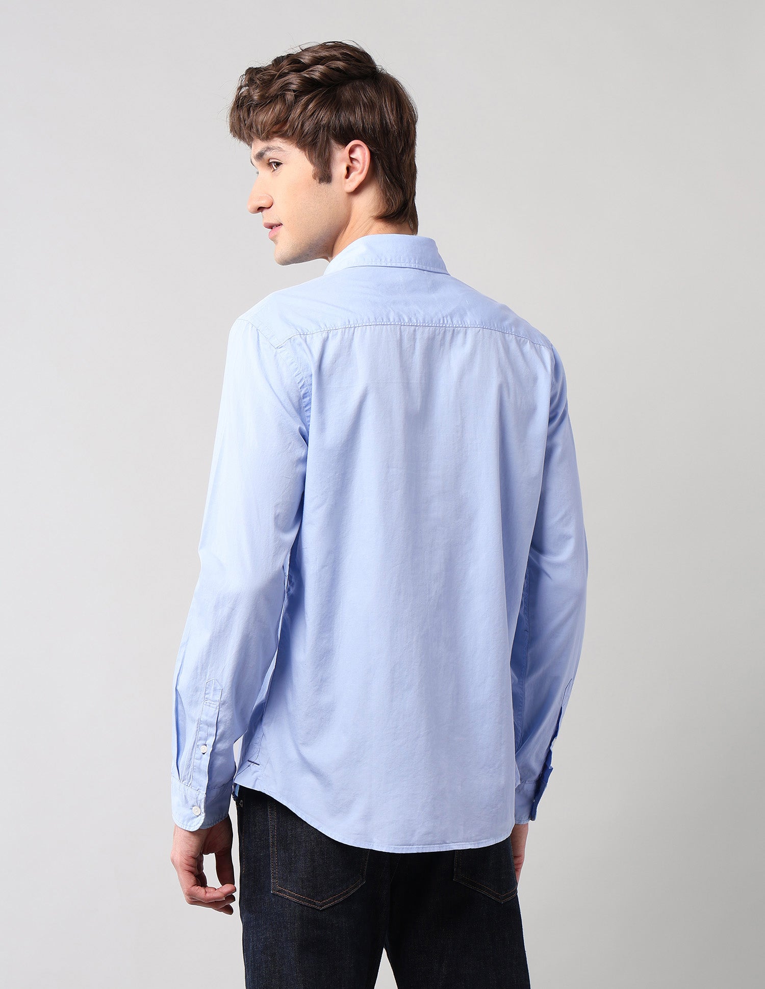 Pure Cotton Regular Fit Shirt Light Blue - U.S. Polo Assn. India | Large