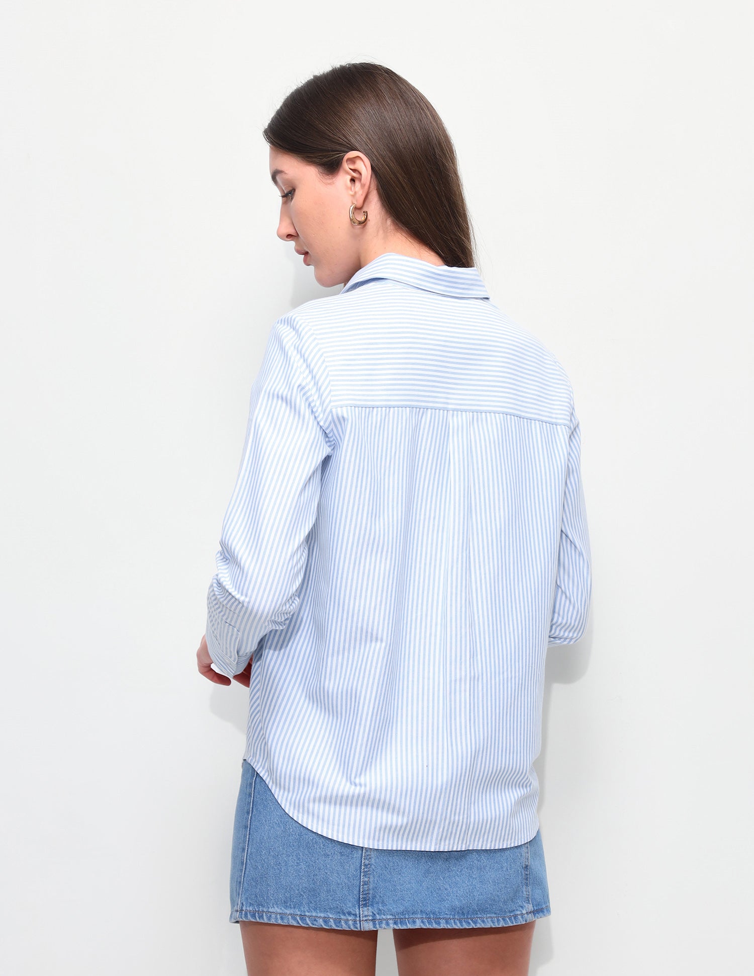 Vertical Striped Regular Fit Shirt Light Blue - U.S. Polo Assn. India | Large