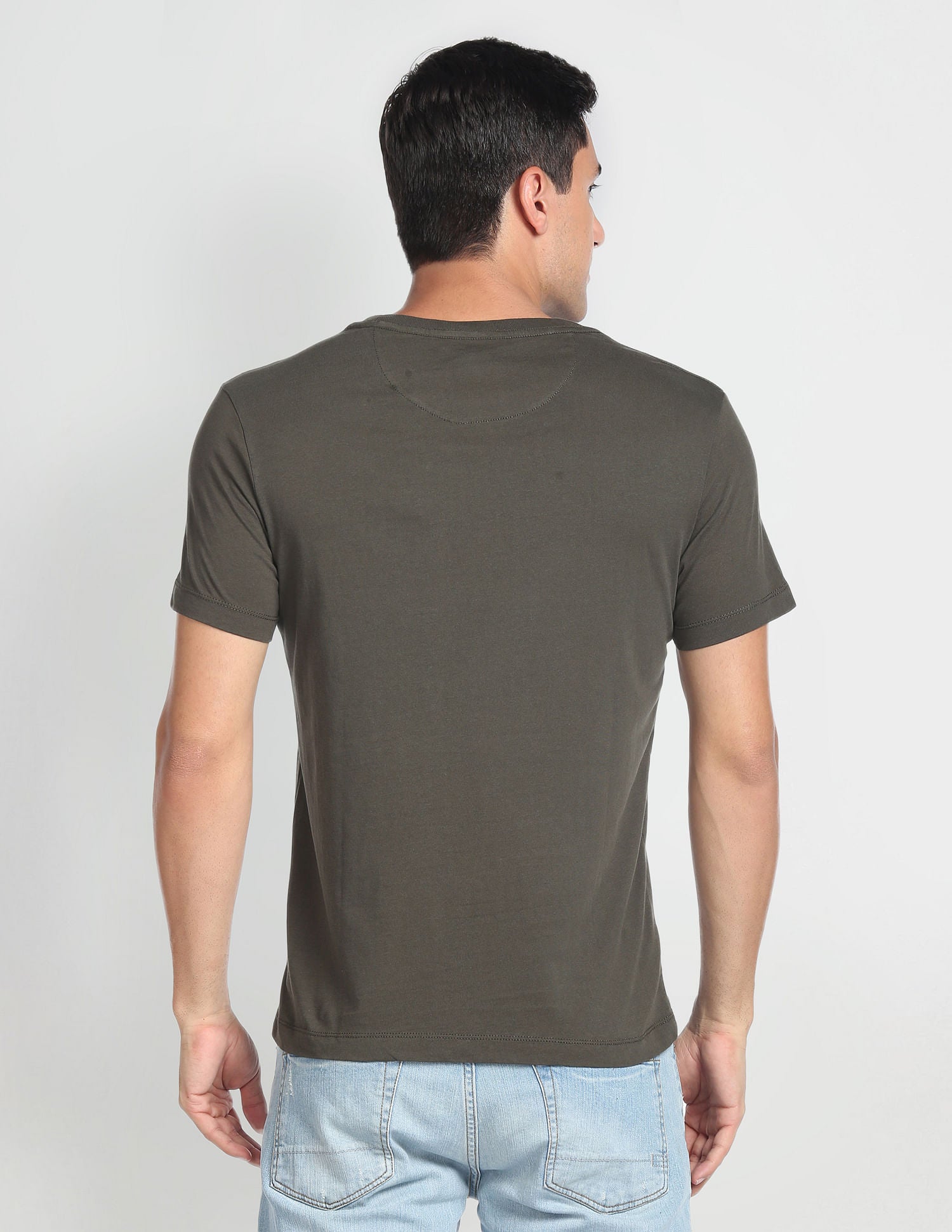 Crew Neck Typographic Print T-Shirt Olive - U.S. Polo Assn. India | Large