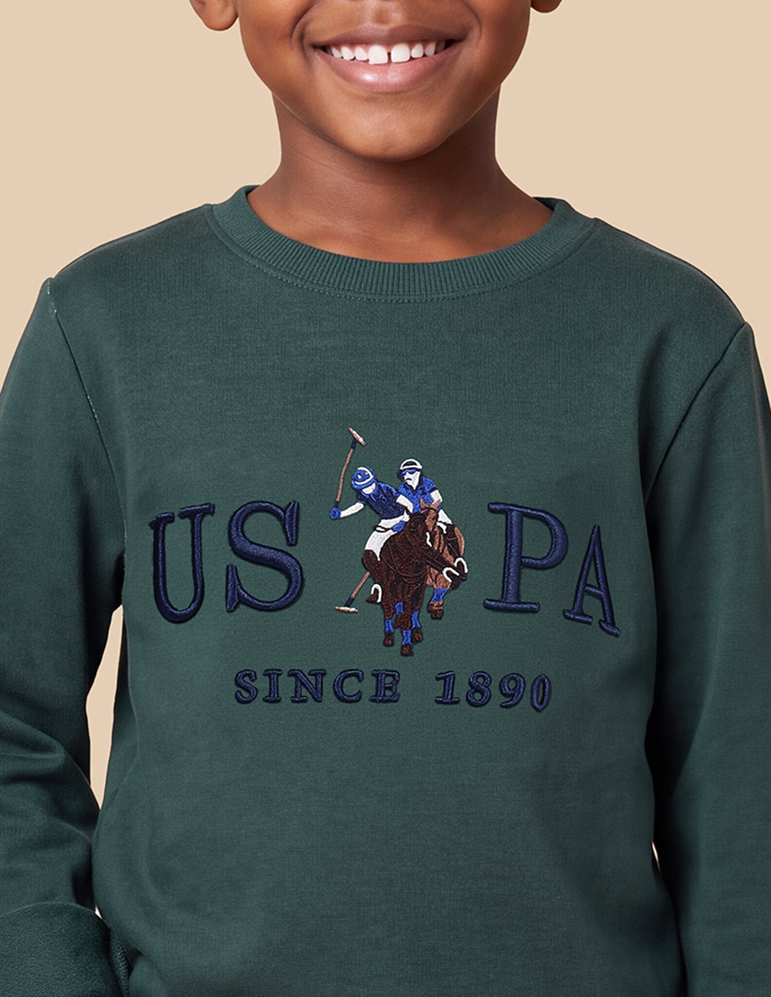 Brand Embroidered Regular Fit Sweatshirt Dark Green - U.S. Polo Assn. India | Large