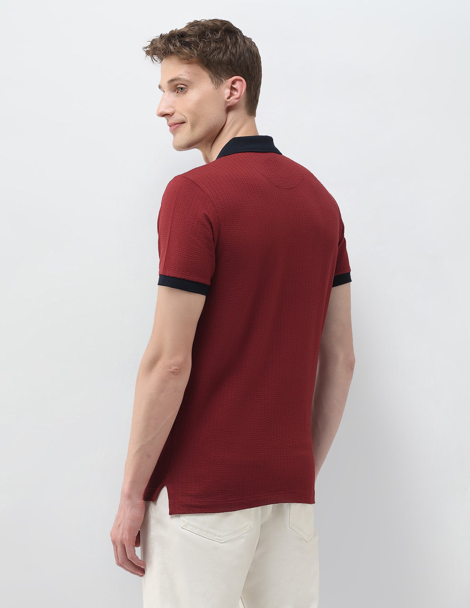 Textured Slim Fit Polo Shirt Red - U.S. Polo Assn. India | Large