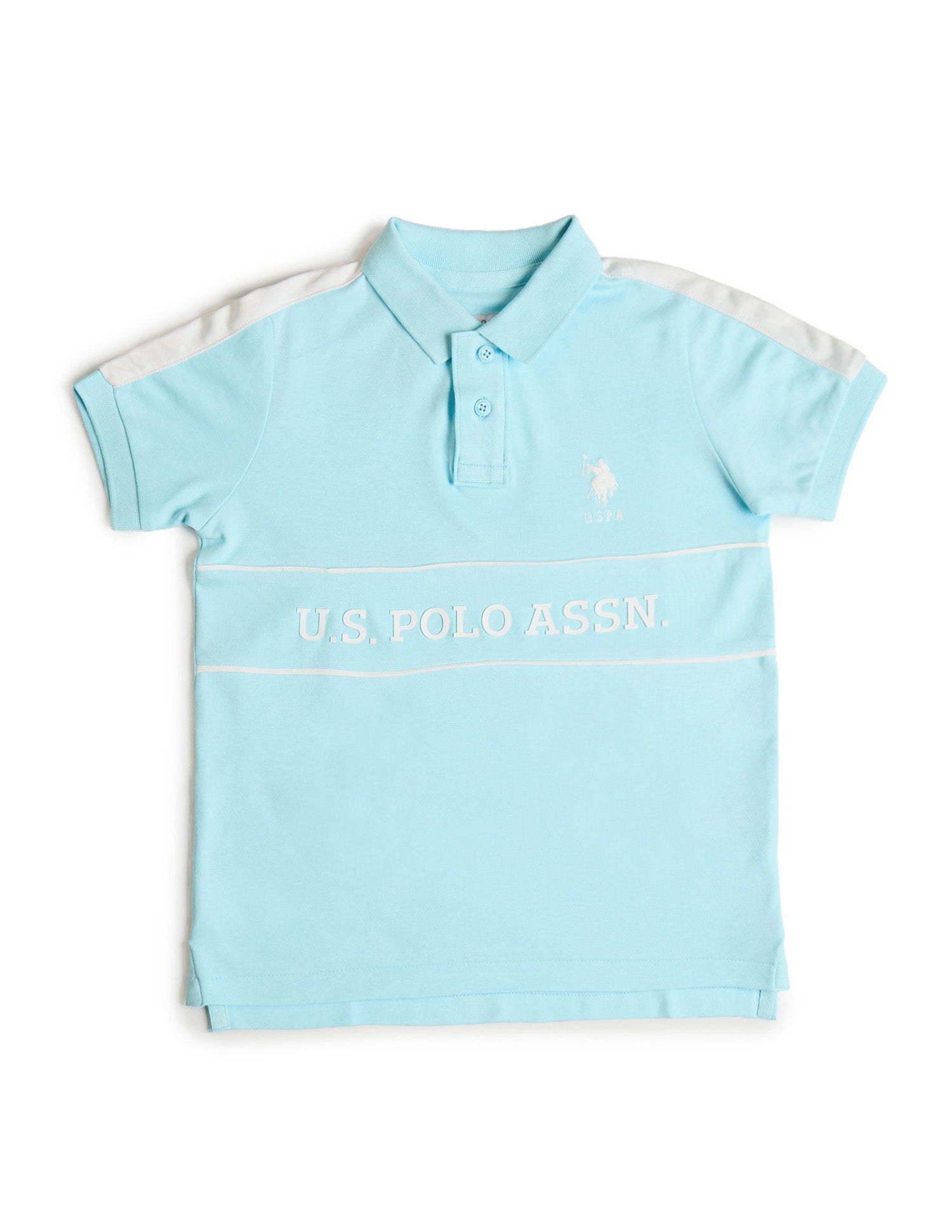 Boys Brand Printed Regular Fit Polo Shirt Light Blue - U.S. POLO ASSN. | Large