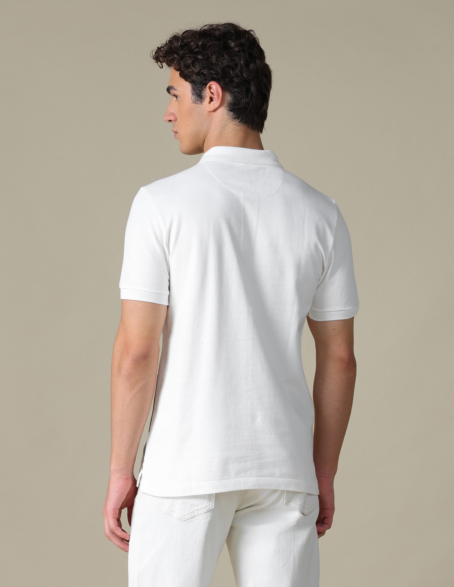Graphic Brand Printed Slim Fit Polo Shirt Ivory - U.S. Polo Assn. India | Large