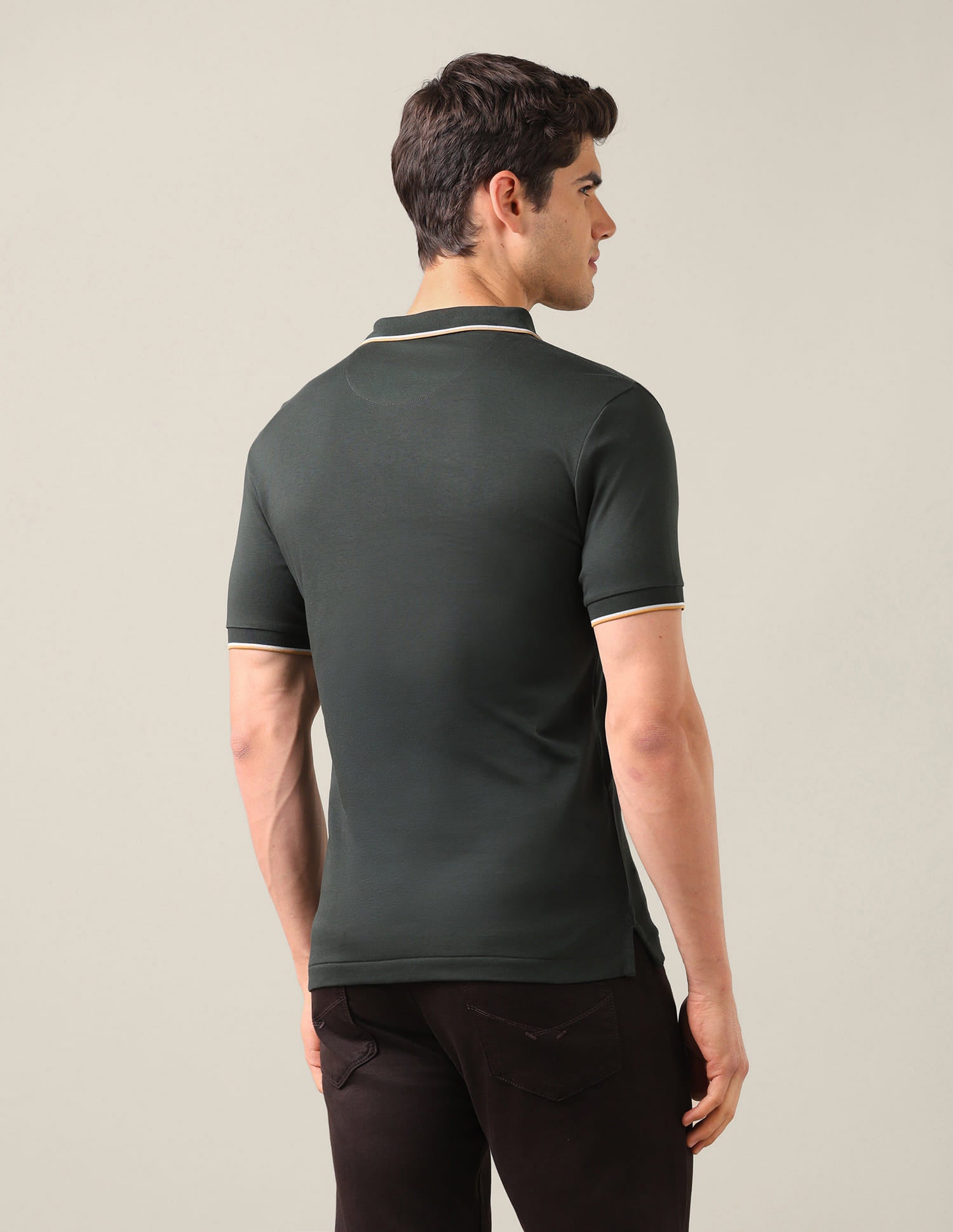 Solid Slim Fit Polo Shirt Green - U.S. Polo Assn. India | Large