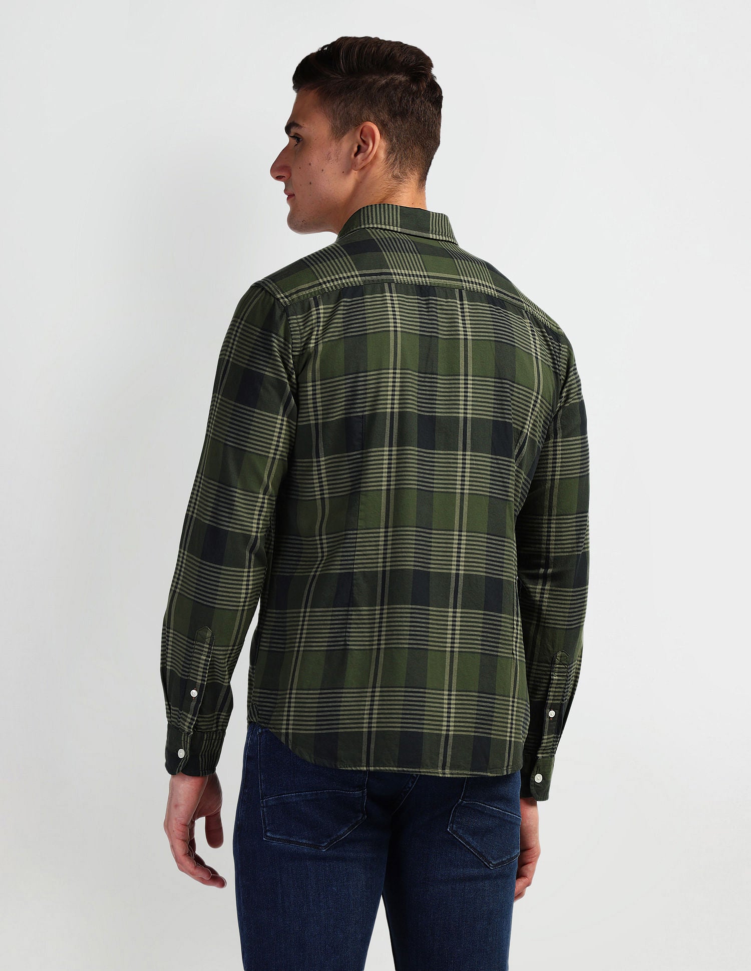 Pure Cotton Slim Shirt Olive - U.S. Polo Assn. India | Large