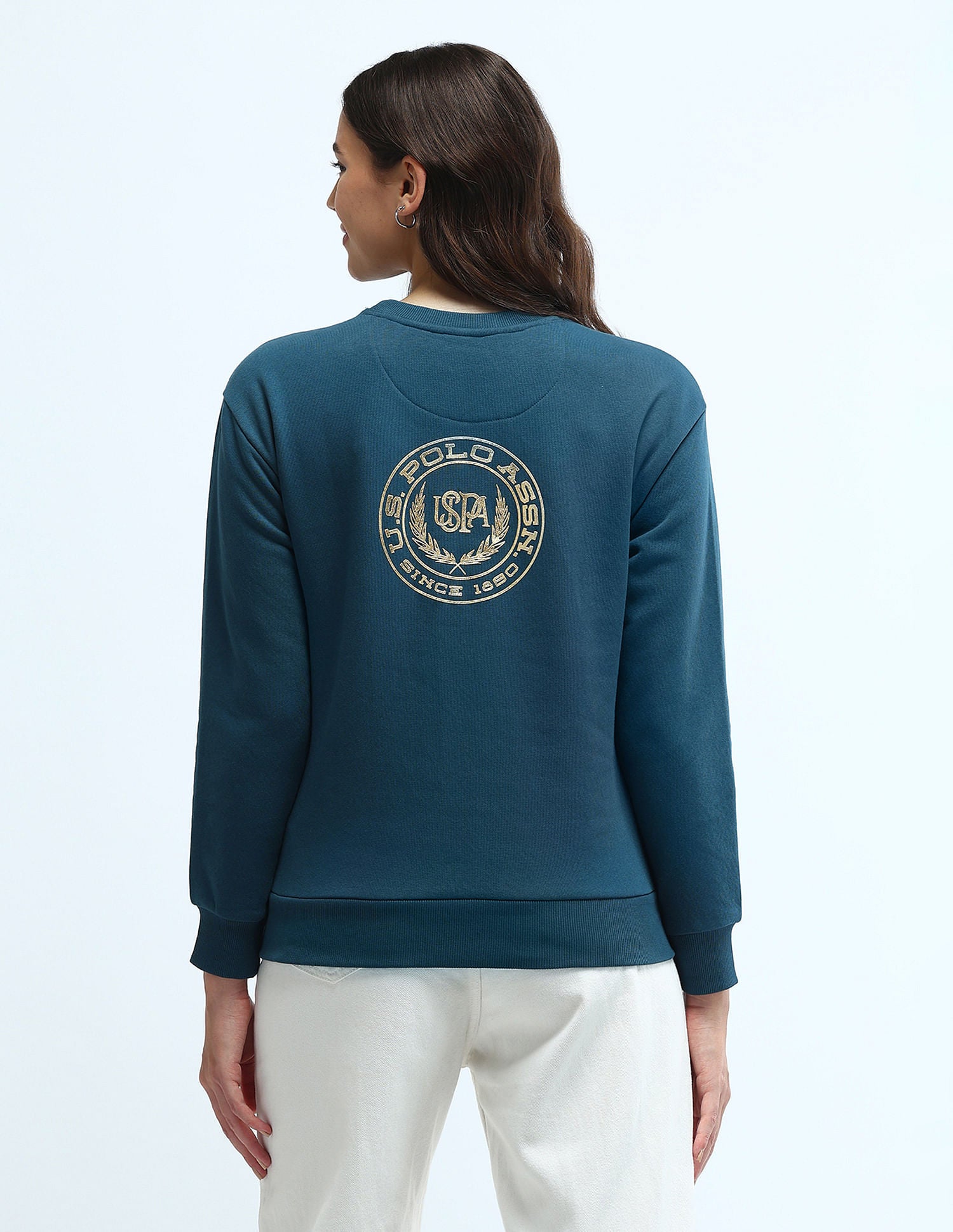 Hd Print Regular Fit Sweatshirt Teal - U.S. Polo Assn. India | Large