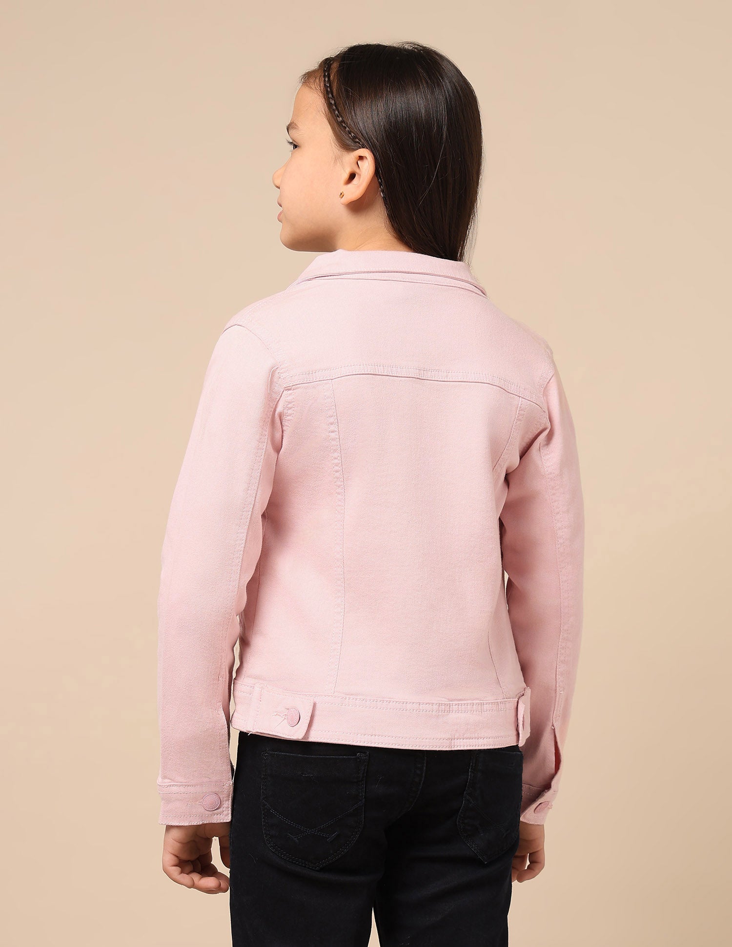 Girls Solid Twill Denim Jacket Light Pink - U.S. POLO ASSN. | Large