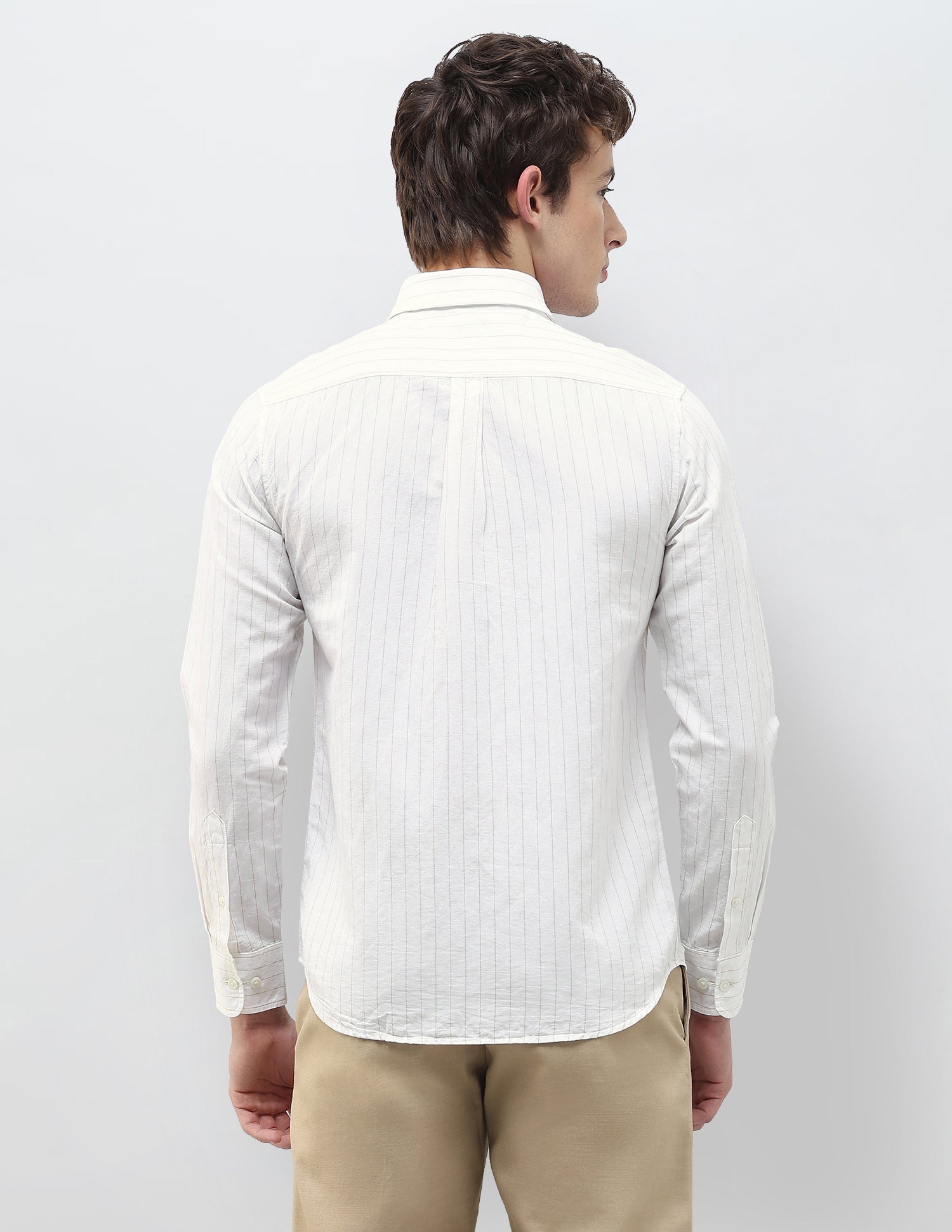 Vertical Striped Regular Fit Shirt Beige - U.S. Polo Assn. India | Large