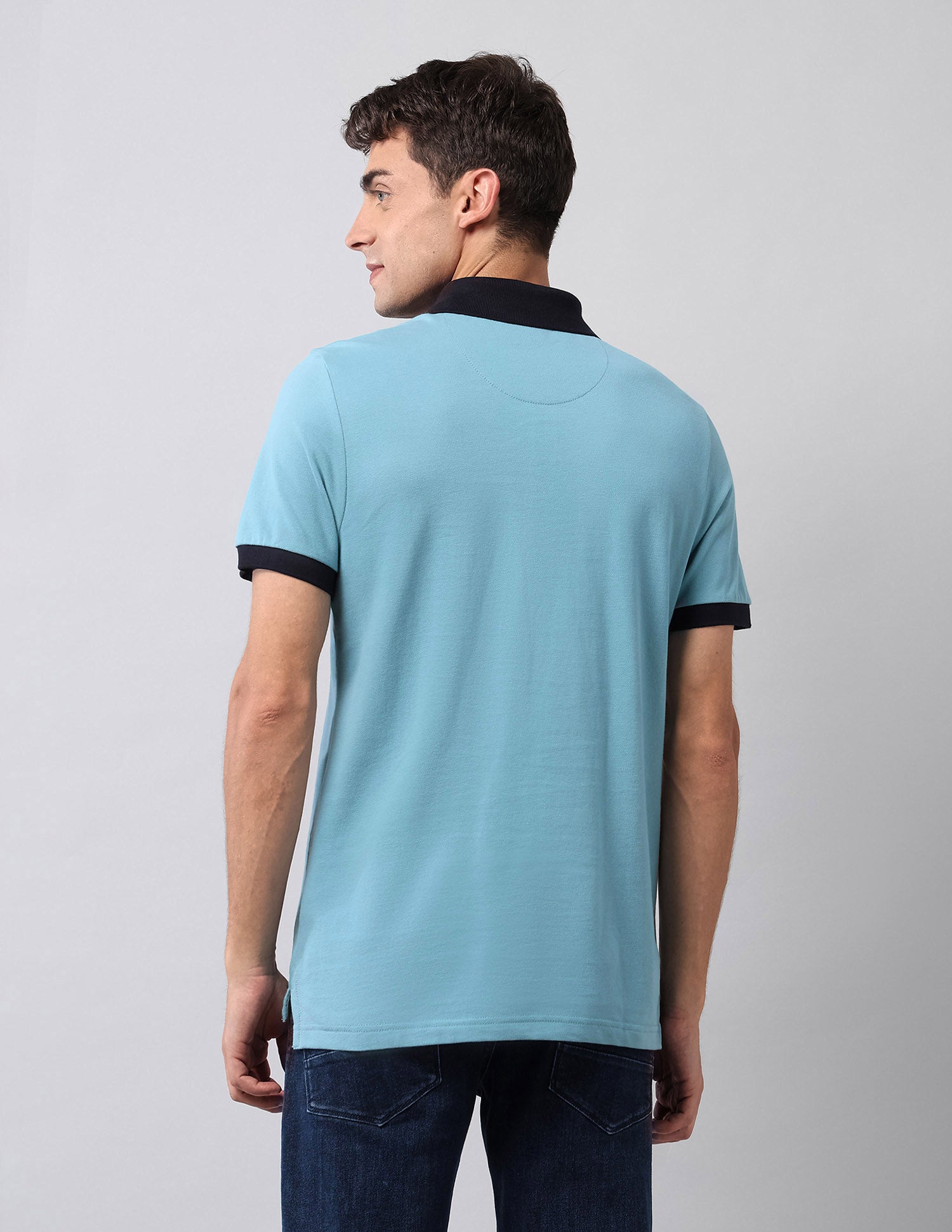 Pure Cotton Muscle Fit Polo Shirt Light Blue - U.S. Polo Assn. India | Large