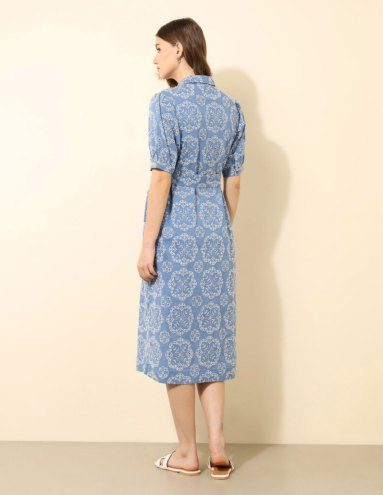 Schiffli Midi Shirt Dress Blue - U.S. Polo Assn. India | Large