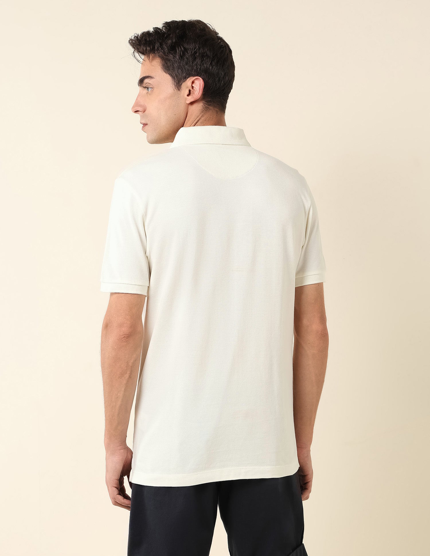 Slim Fit Pure Cotton Polo Shirt Off White - U.S. Polo Assn. India | Large