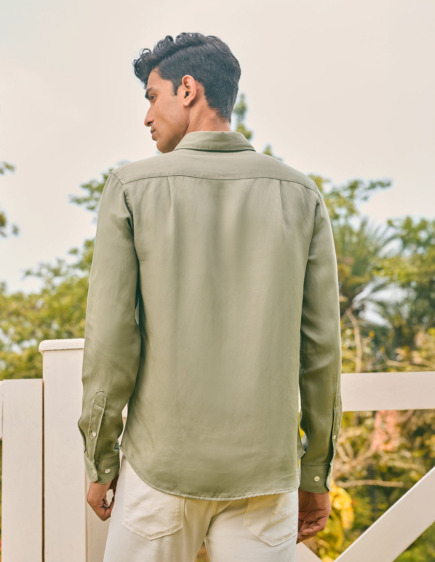 Pacho X Tailored Fit Twill Shirt Light Olive - U.S. POLO ASSN. | Large