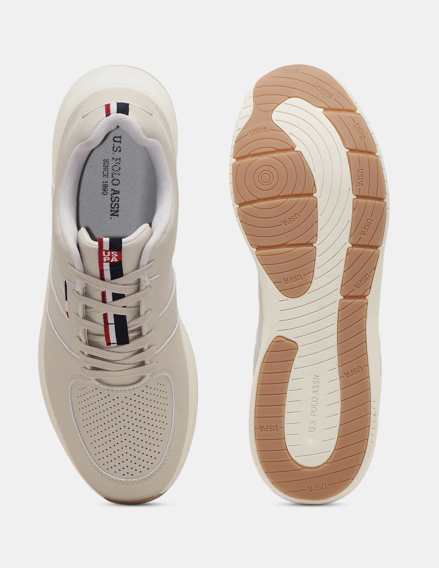 Round Toe Lace Ups Momentum 300 Sneakers Beige - U.S. Polo Assn. India | Large