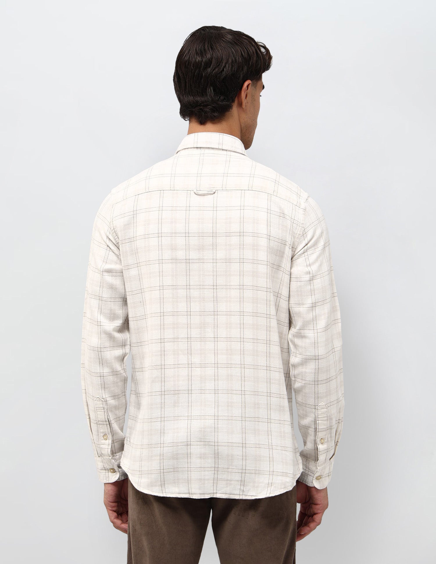 Grid Tattersall Checked Herringbone Shirt Ecru - U.S. POLO ASSN. | Large