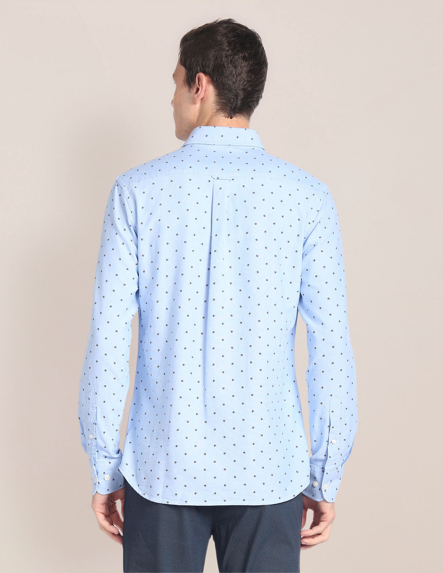 Cutaway Collar Geometric Print Shirt Blue - U.S. Polo Assn. India | Large
