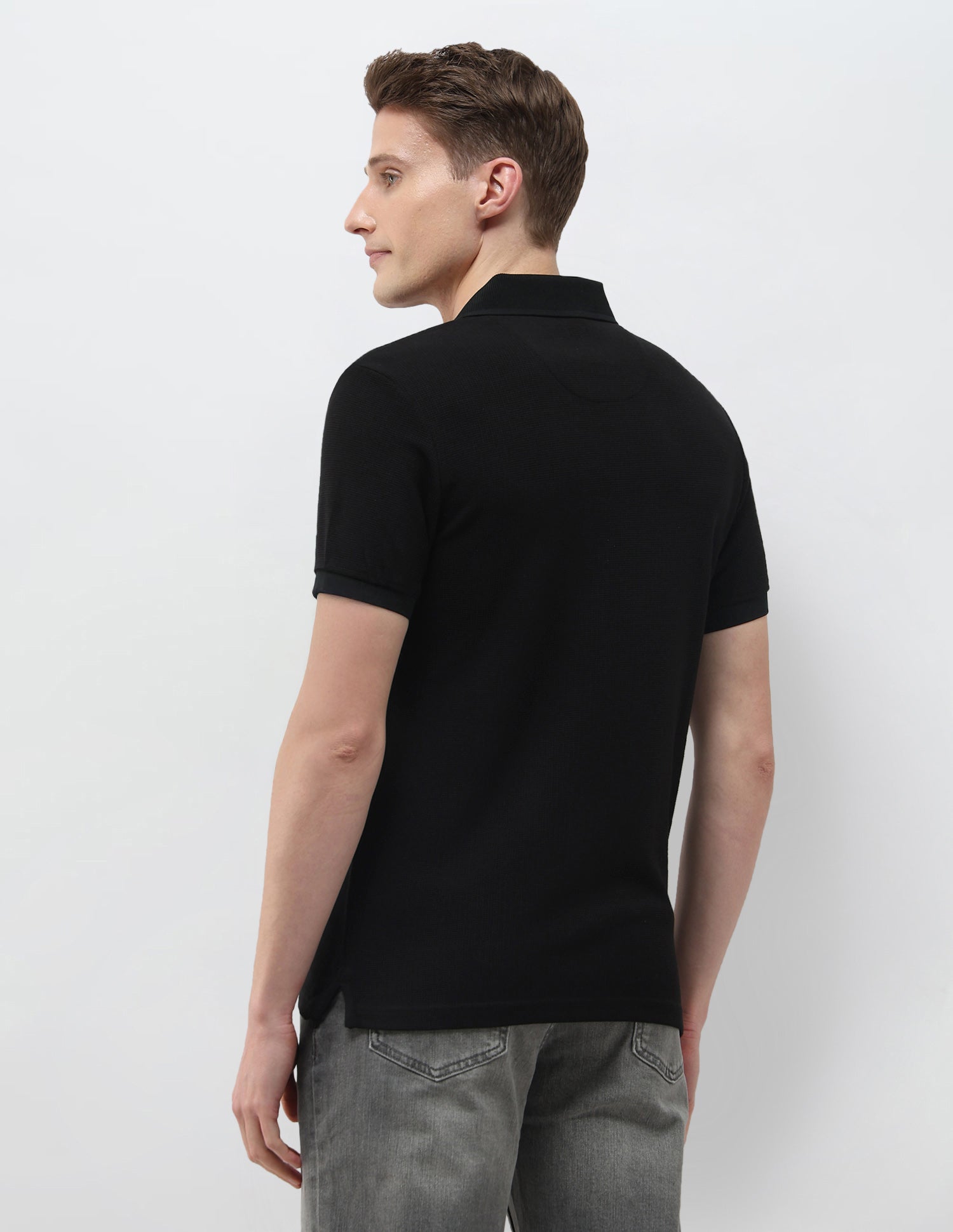 Textured Black & Gold Slim Fit Polo Shirt Black - U.S. Polo Assn. India | Large