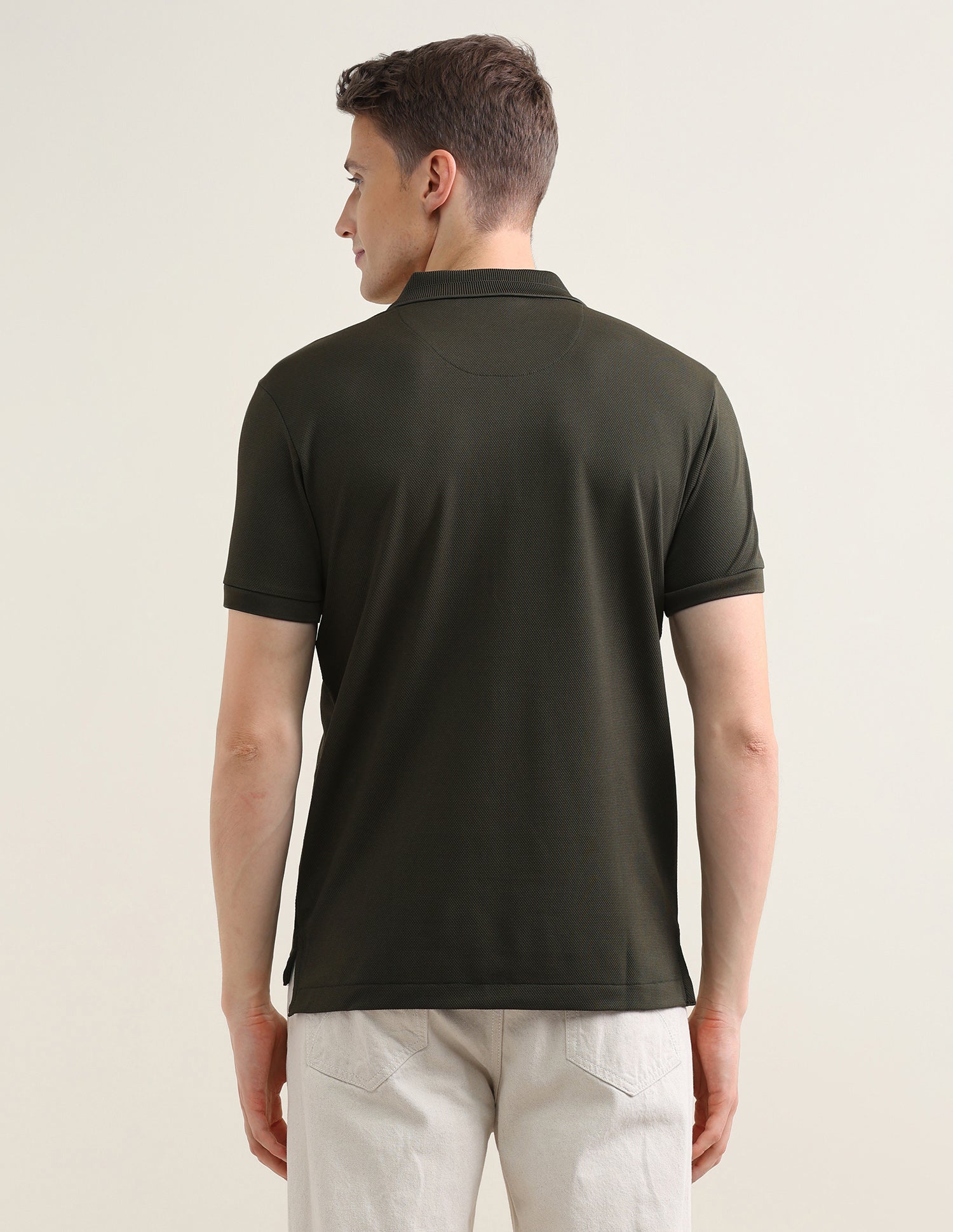 Solid Slim Fit Polo Shirt Olive - U.S. Polo Assn. India | Large