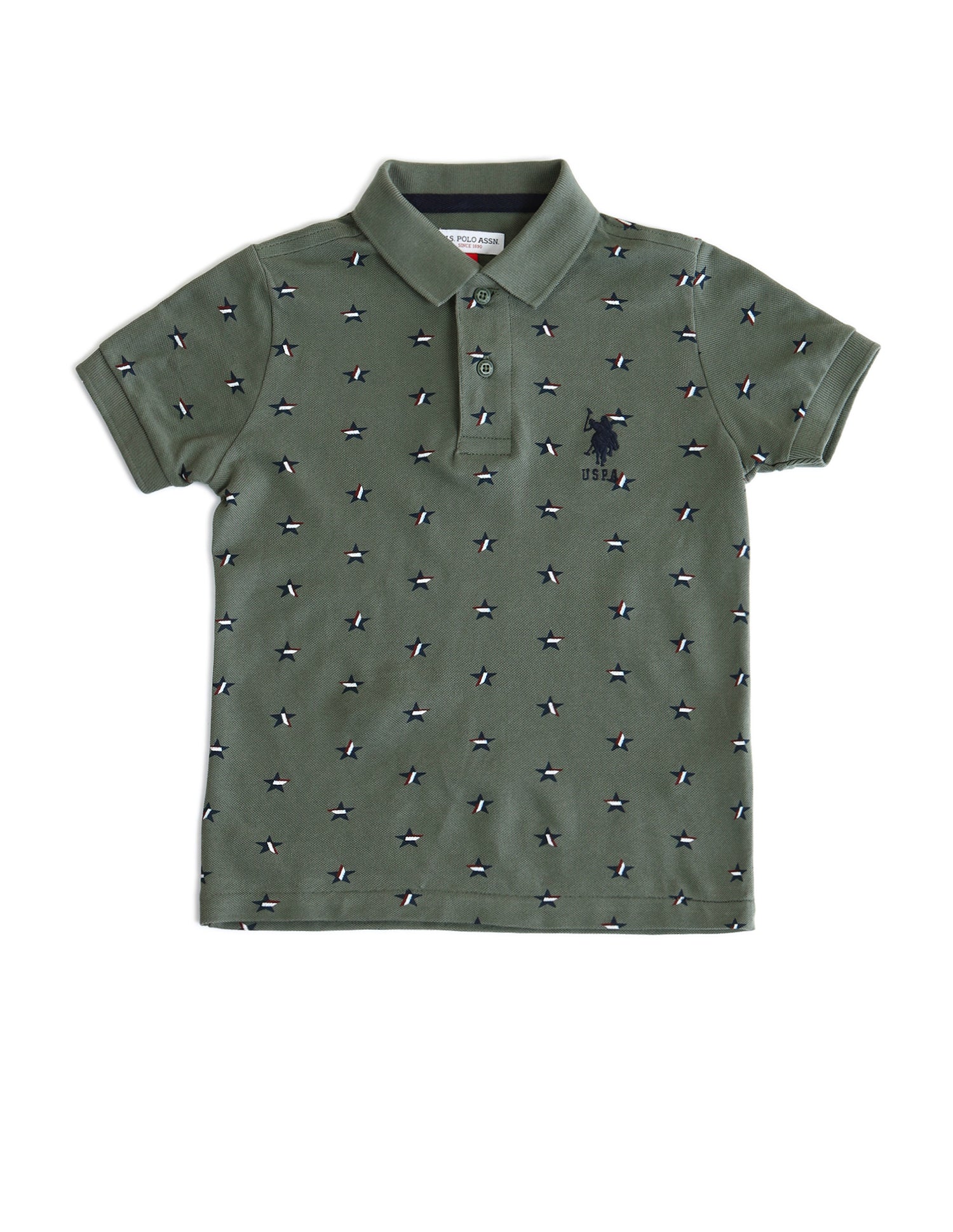 Boys All-Over Regular Fit Polo Shirts Olive - U.S. POLO ASSN. | Large