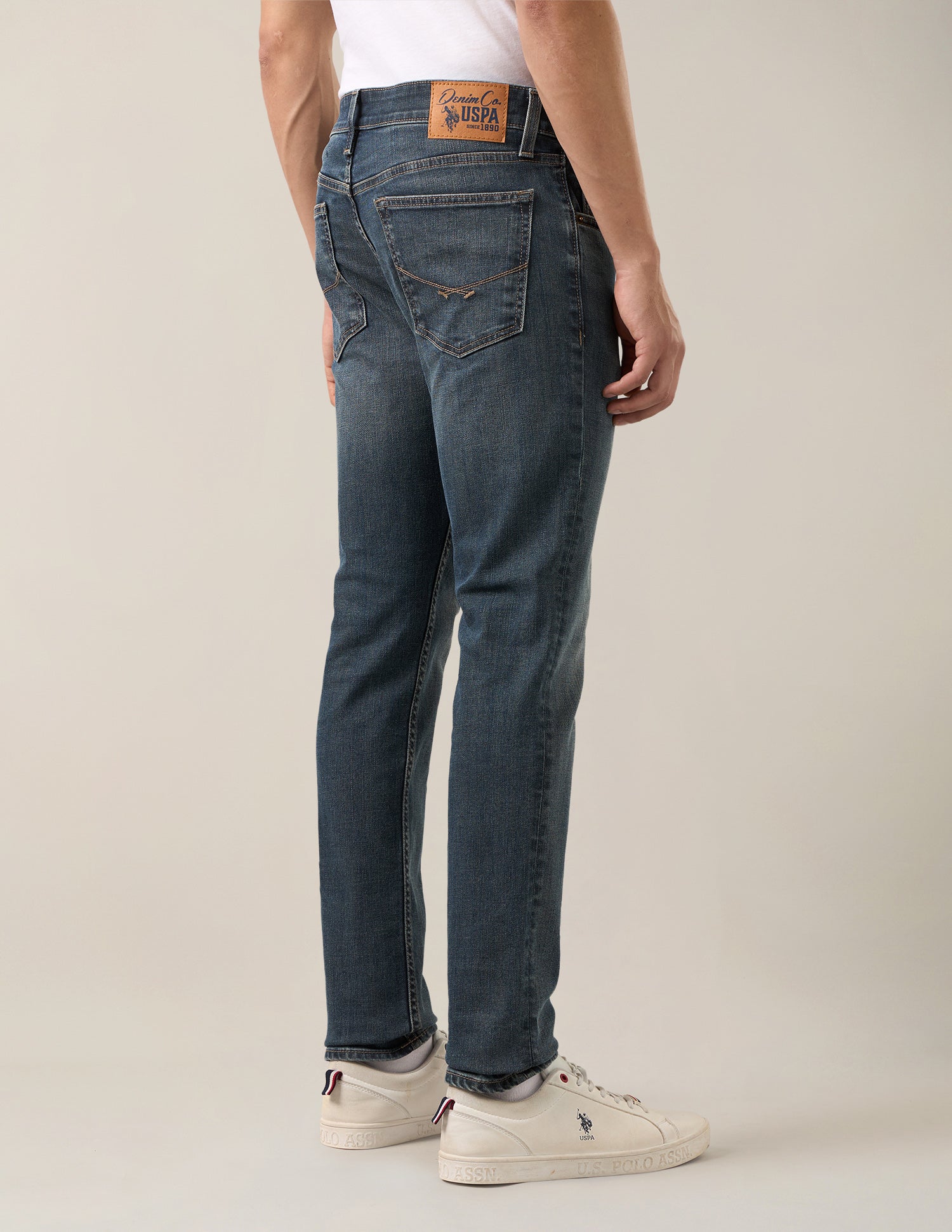 Brandon Slim-Tapered Fit Blue Jeans Mid Blue - U.S. Polo Assn. India | Large