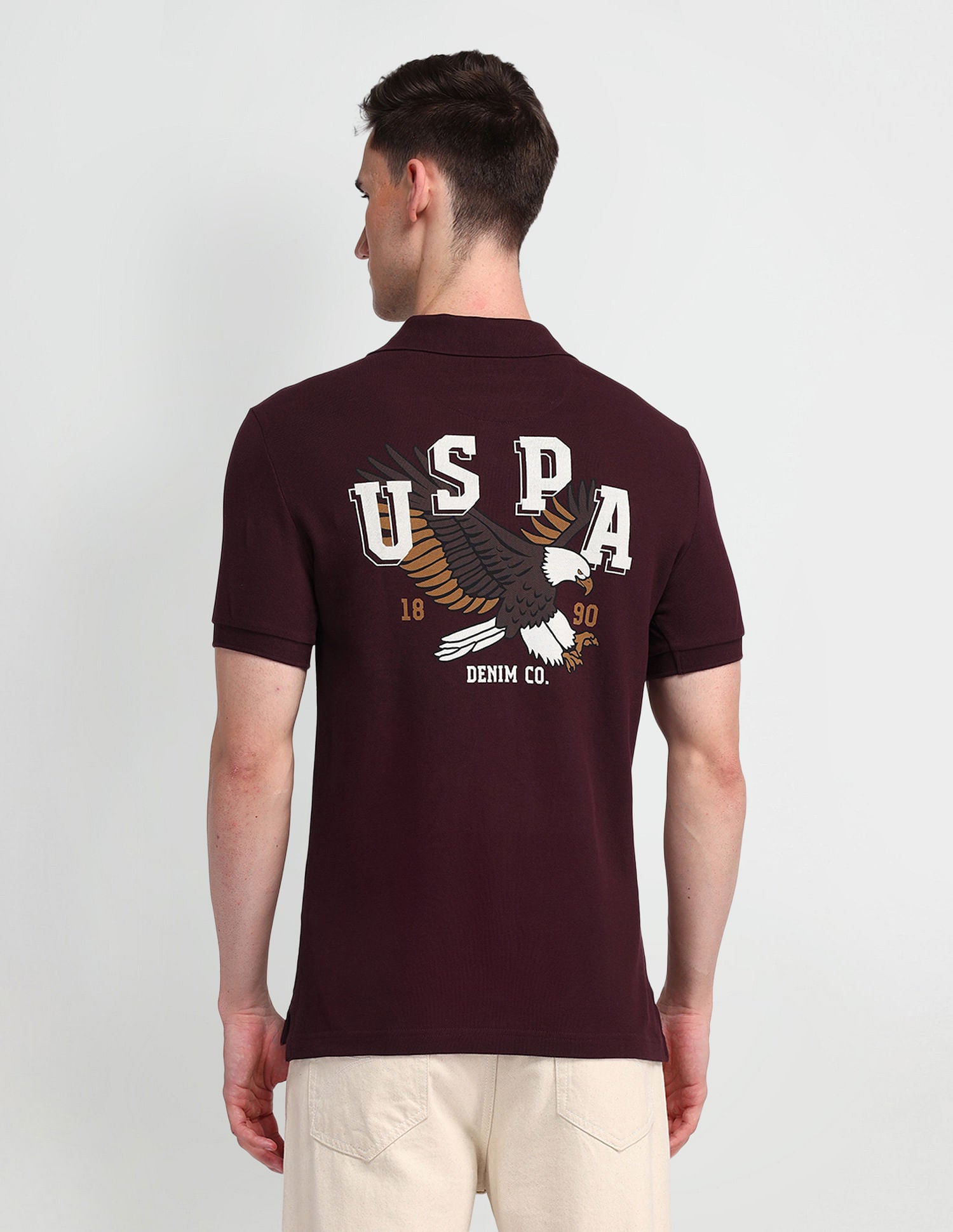 Cotton Brand Graphic Print Polo Shirt Maroon - U.S. Polo Assn. India | Large