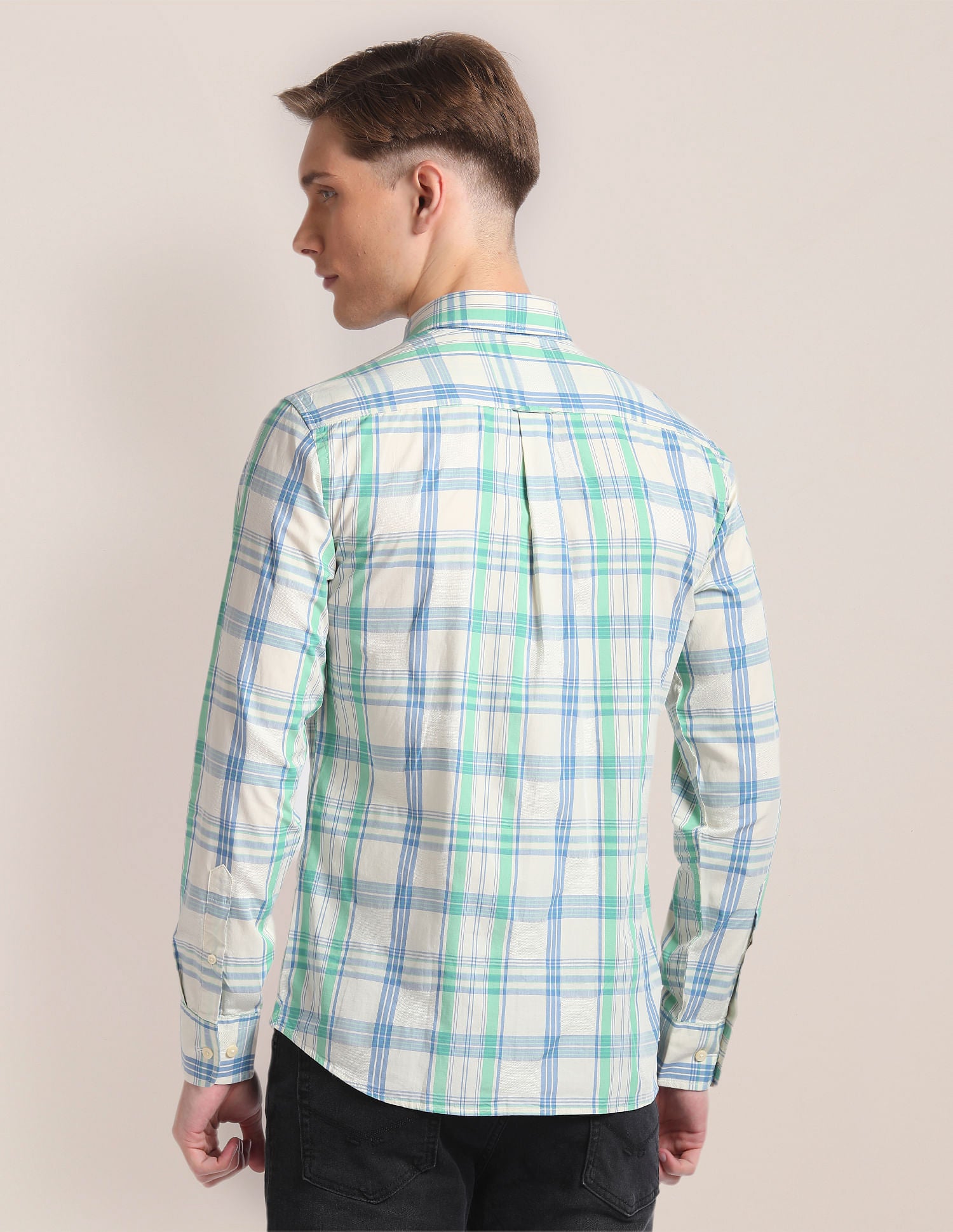 Tartan Check Cotton Shirt Light Green - U.S. Polo Assn. India | Large